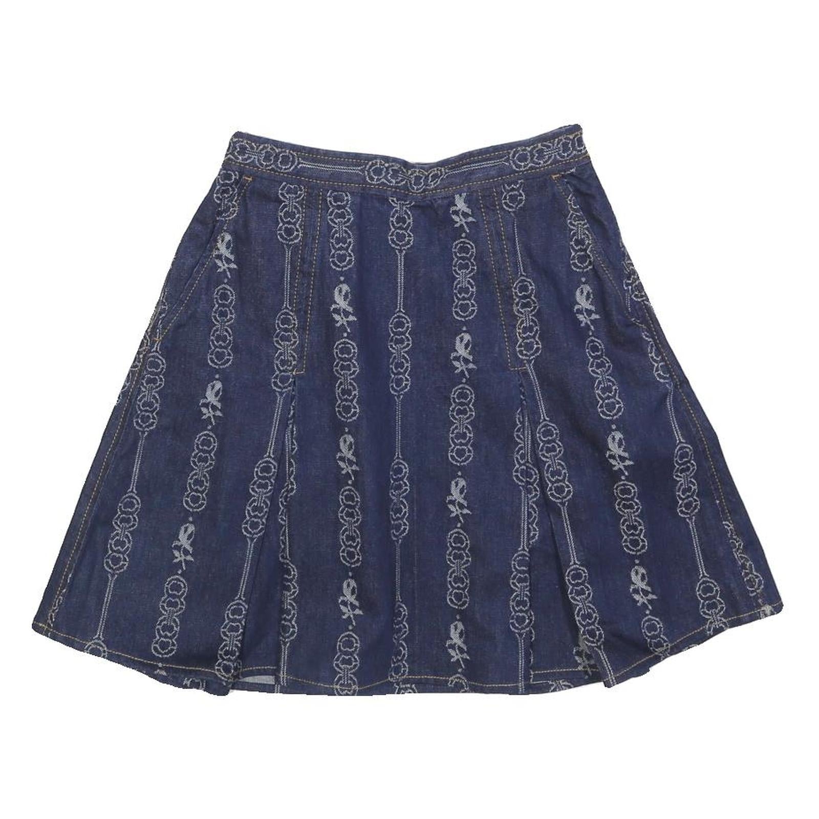 TORY BURCH Womens Blue Denim A-Line Short Cotton Skirt XS Embroidered Pattern Refurbished - N/A refurbished available on Cerqular