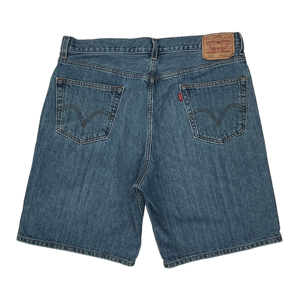 Levis Denim Shorts - 34W 10L Blue Cotton Refurbished - Thrifted (note: this is a term often used to describe second- refurbished available on Cerqular