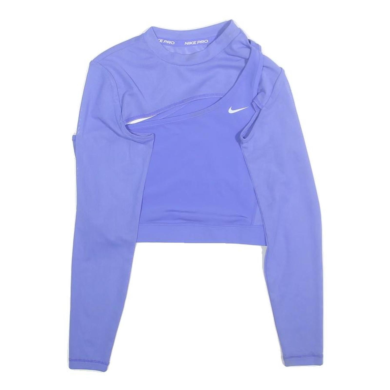 NIKE Womens Blue Sports Top Long Sleeve Crew Neck Cut-Out M Activewear Refurbished - N/A refurbished available on Cerqular