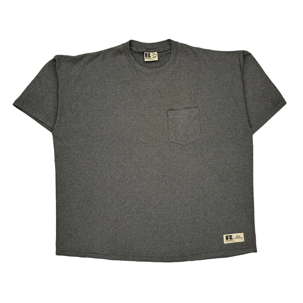 Russell Athletic T-Shirt - 2XL Grey Cotton Refurbished - Thrifted (note: this is a term often used to describe second- refurbished available on Cerqular