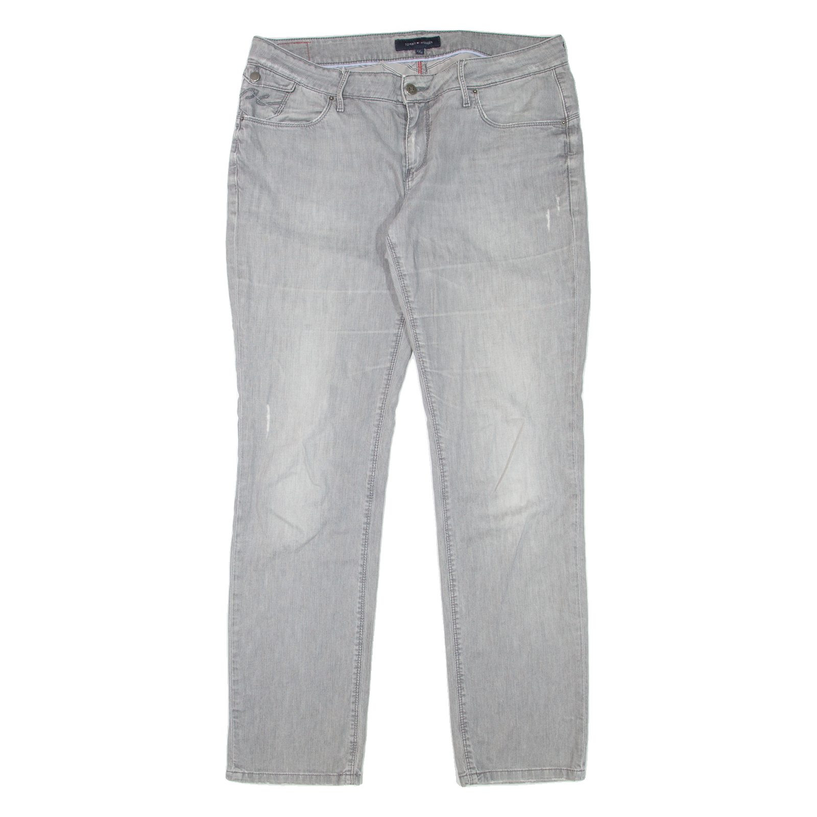 TOMMY HILFIGER Womens Jeans Grey Regular Straight Denim Stone Wash W33 L32 Refurbished - N/A refurbished available on Cerqular