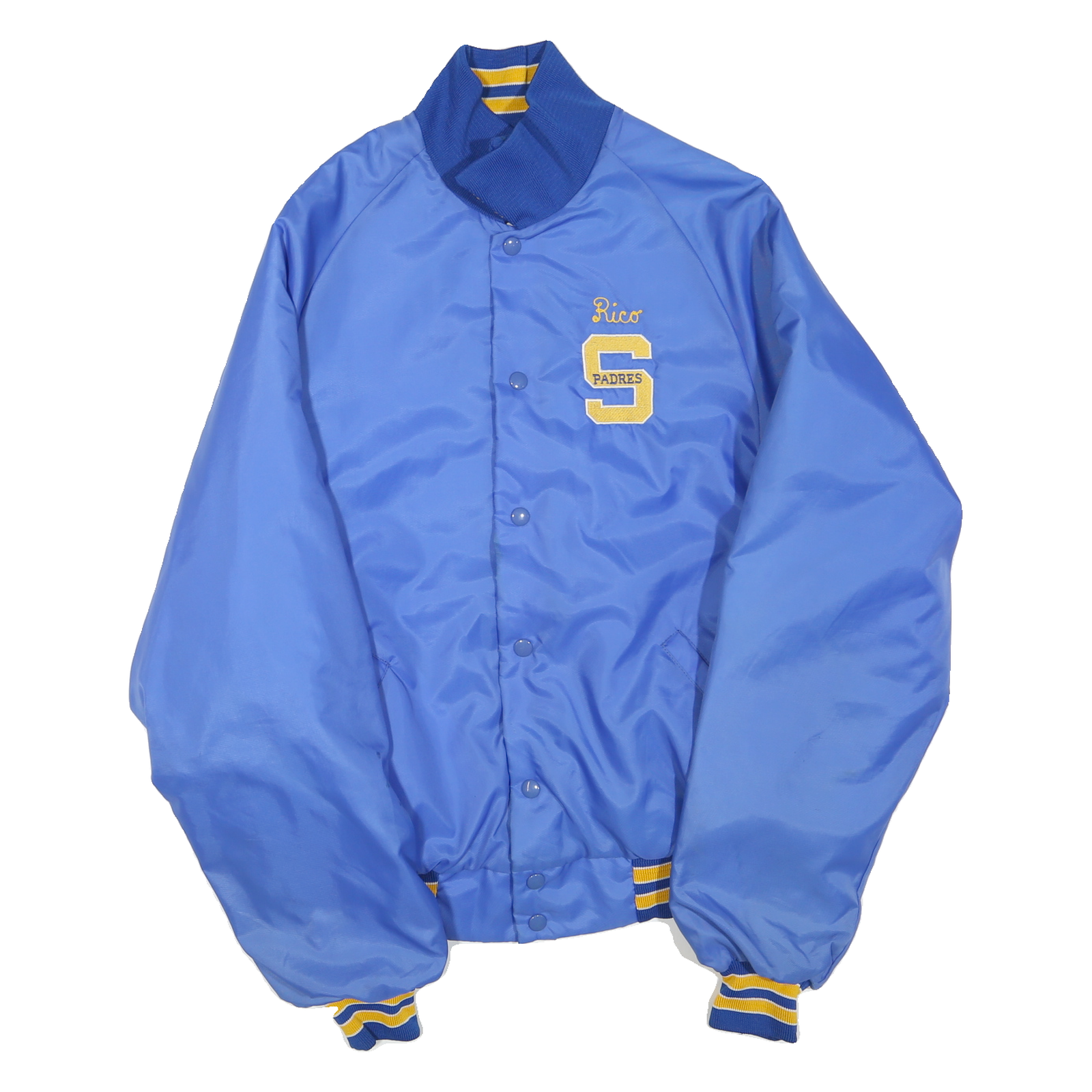 MAJESTIC Mens Blue & Yellow Baseball Jacket XL Polyester Blend Button Front Refurbished - N/A refurbished available on Cerqular