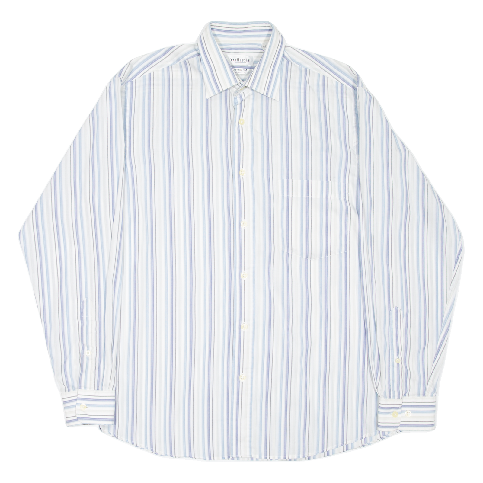 VAN HEUSEN Mens Shirt Blue Striped Long Sleeve M Refurbished - N/A refurbished available on Cerqular