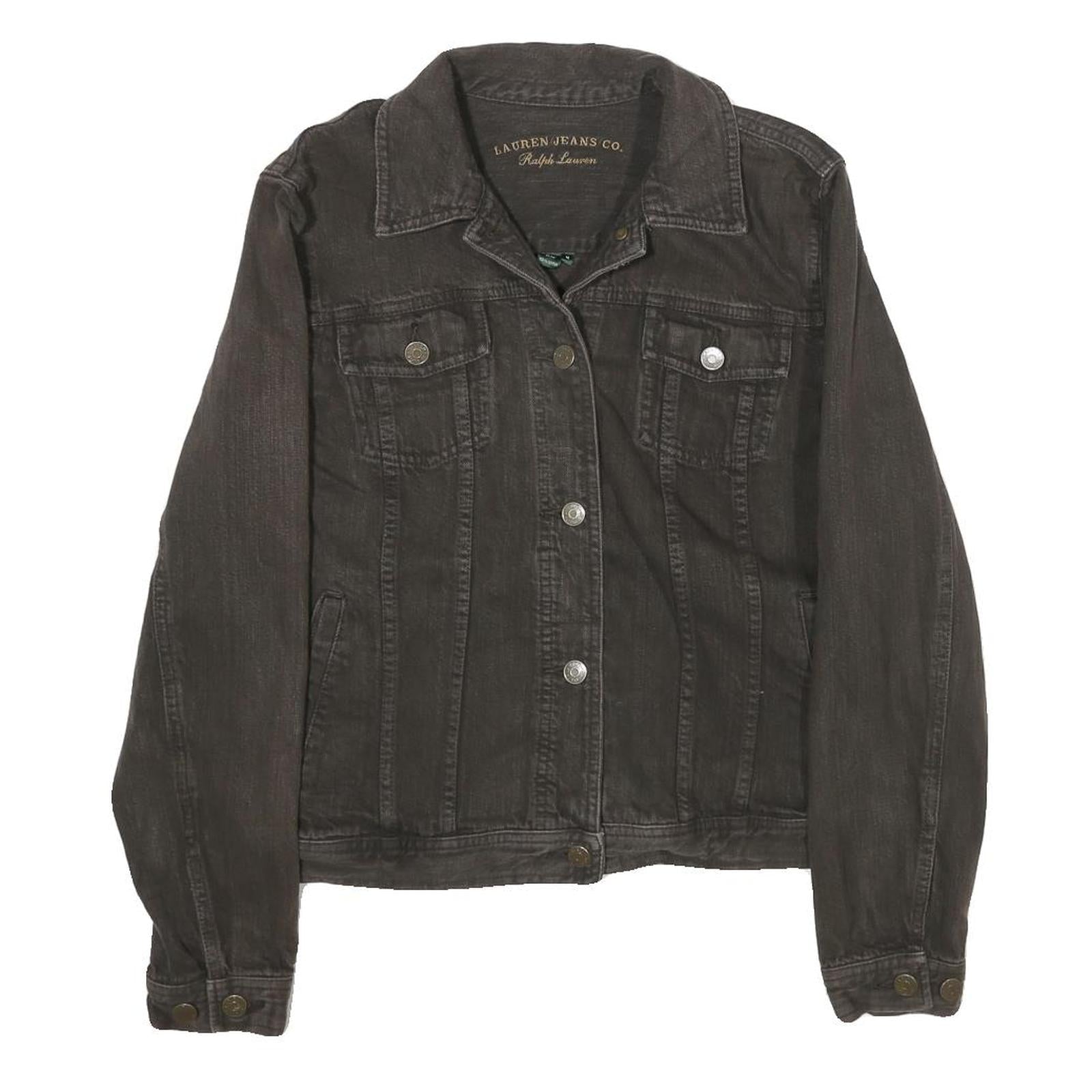 LAUREN RALPH LAUREN Womens Black Cotton Jacket M Button Plain Classic Fit Refurbished - N/A refurbished available on Cerqular