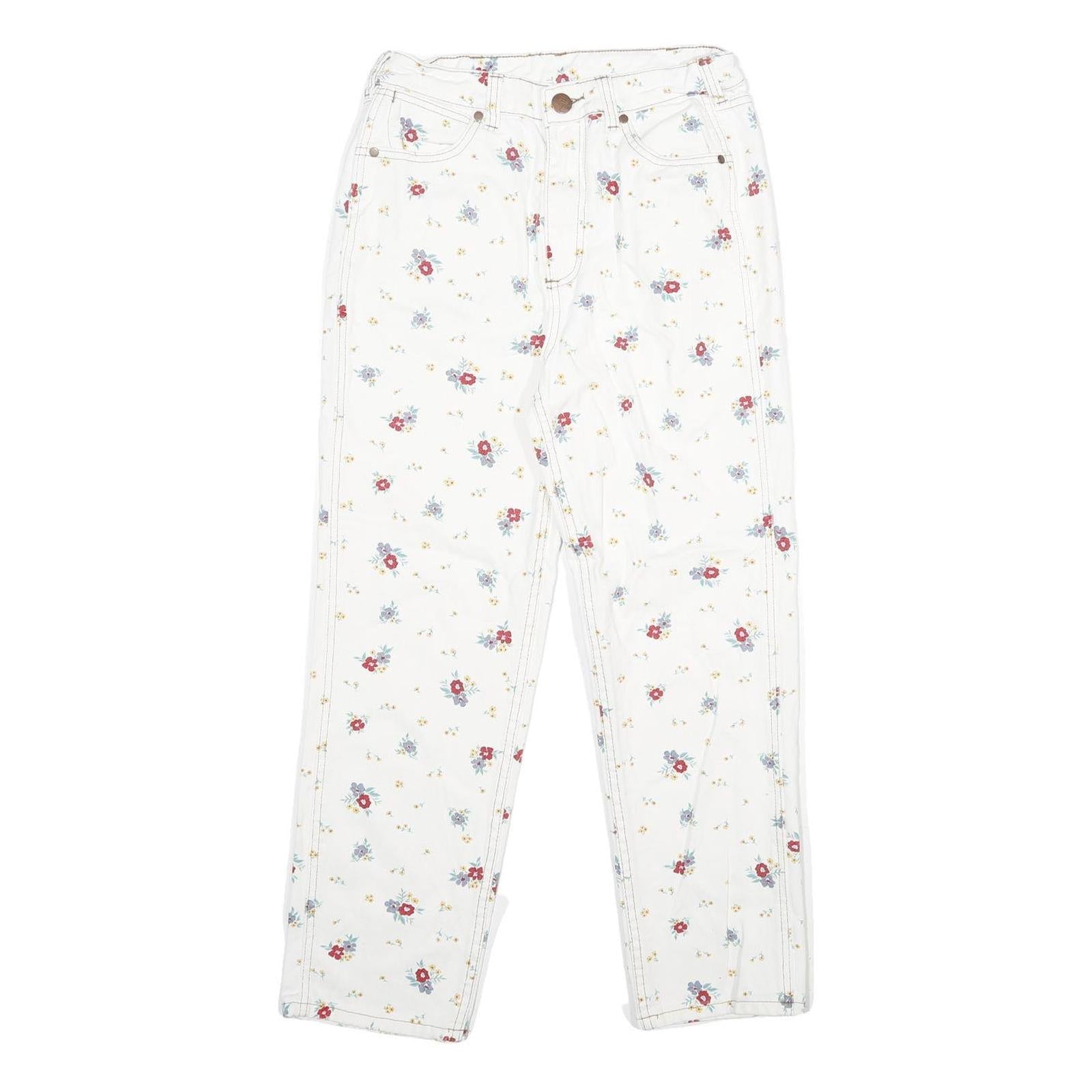 WRANGLER Womens Classic White Floral Denim Jeans W26 L26 Stylish Cotton Zip Fit Refurbished - N/A refurbished available on Cerqular
