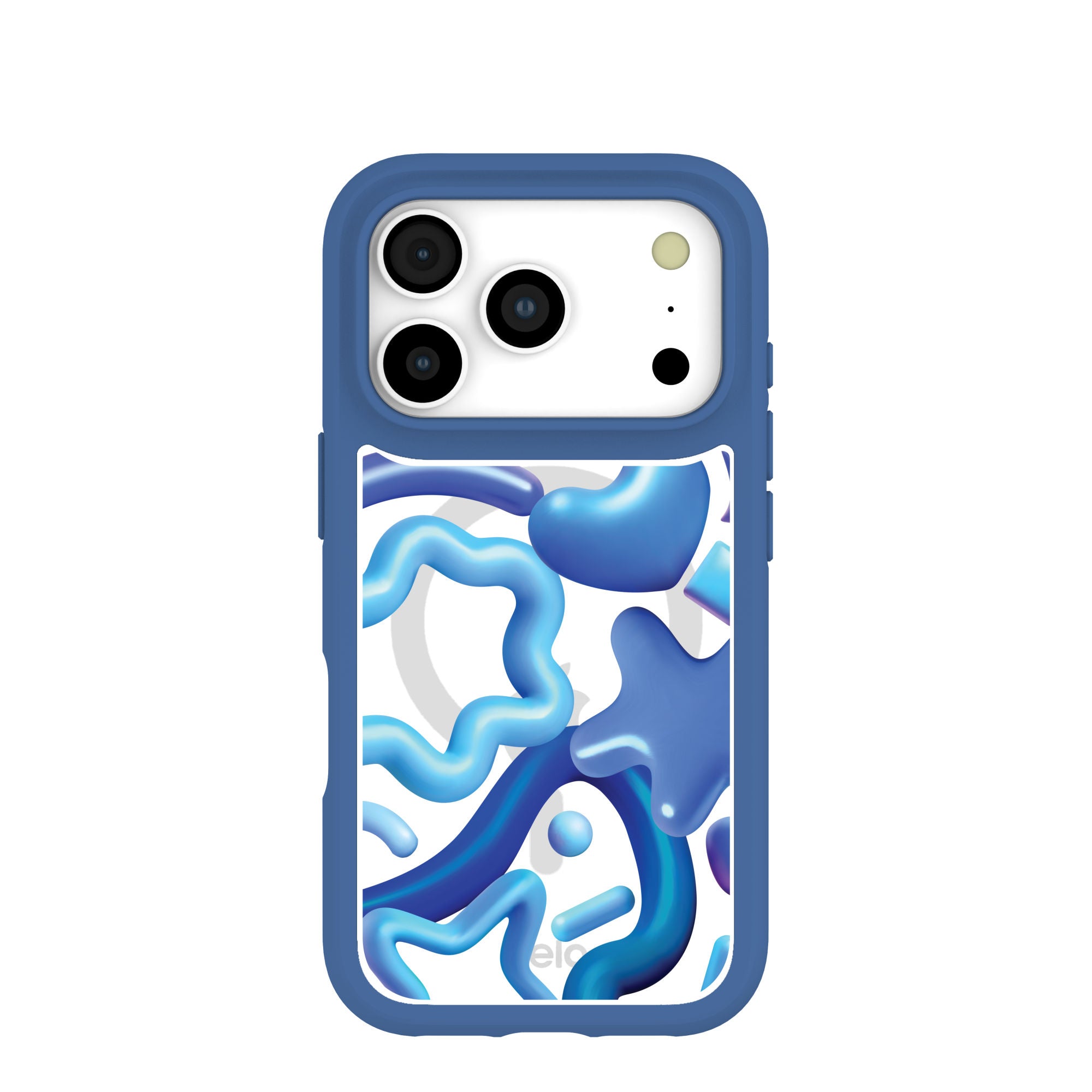 Clear Blue Chrome iPhone 17 Pro Case With True Blue Ridge (MagSafe included) Refurbished - Pela Case refurbished available on Cerqular