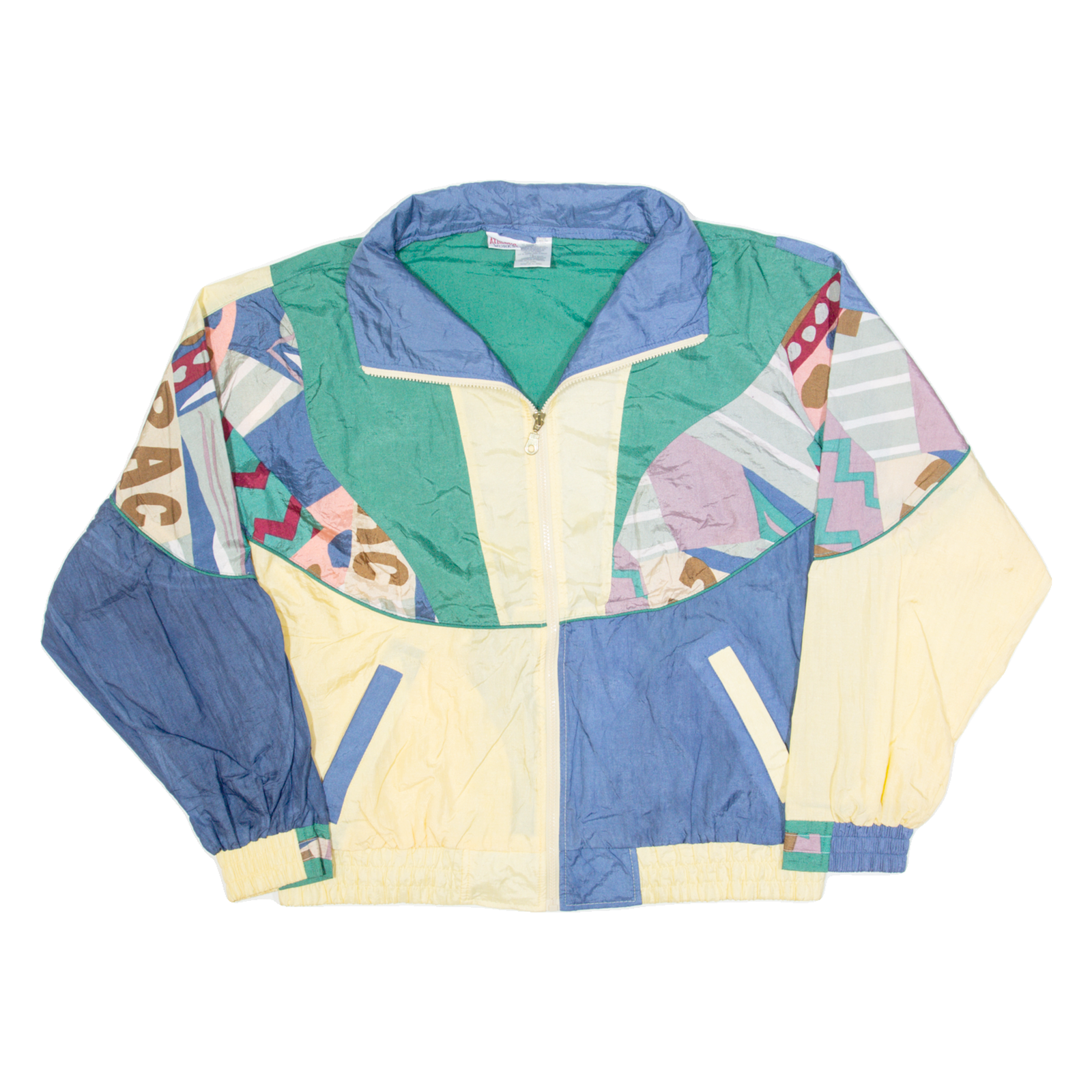 ATHLETIC WORKS Womens Shell Jacket Yellow 90s Crazy Pattern XL Refurbished - N/A refurbished available on Cerqular