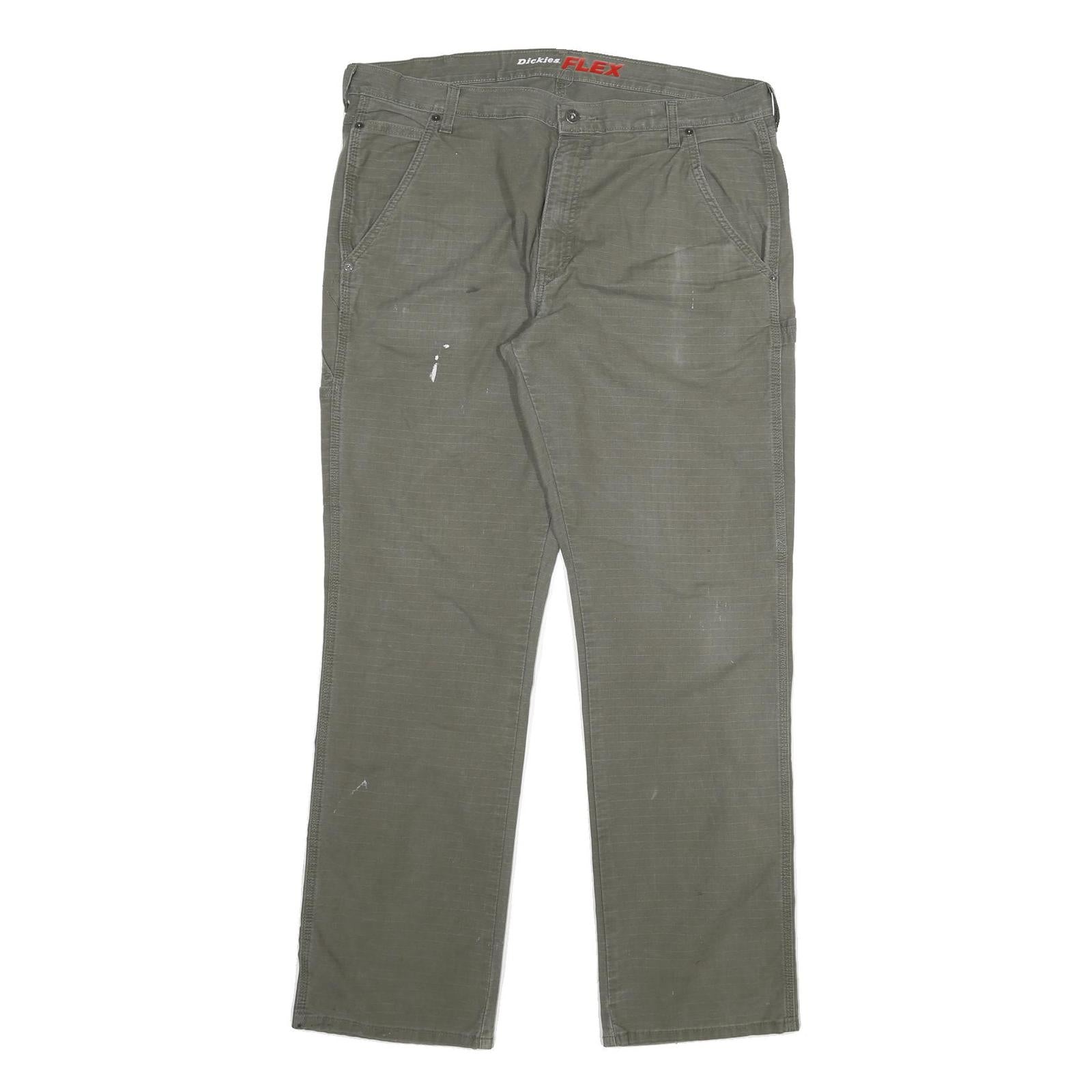 DICKIES Mens Cotton Blend Green Regular Straight Trousers W38 L34 Workwear Zip Refurbished - N/A refurbished available on Cerqular