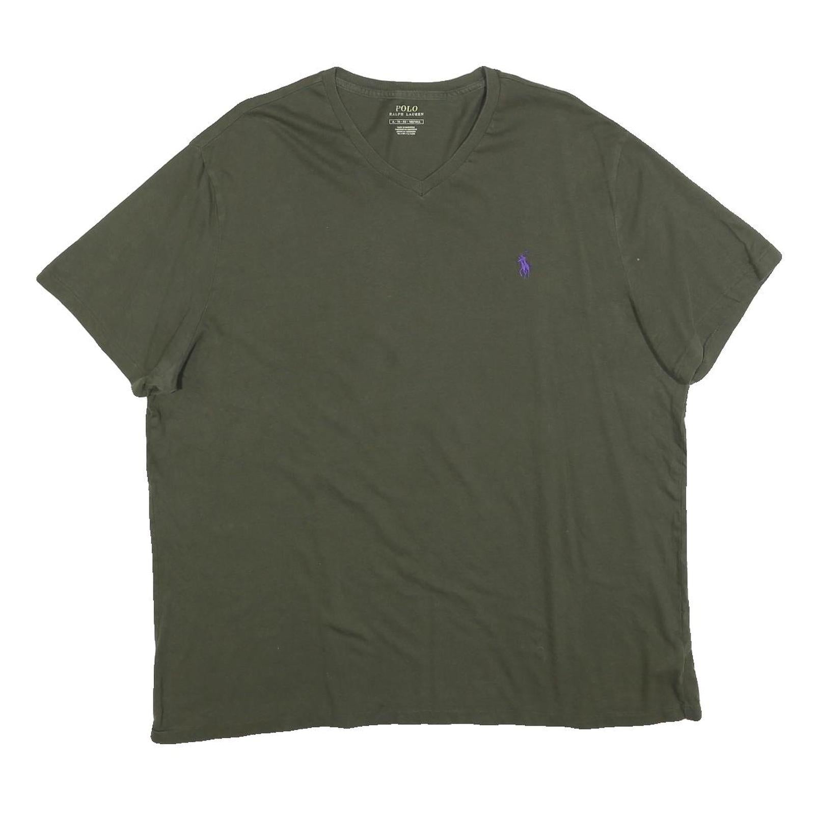POLO RALPH LAUREN Mens Green V-Neck T-Shirt XL Cotton Blend Casual Refurbished - N/A refurbished available on Cerqular