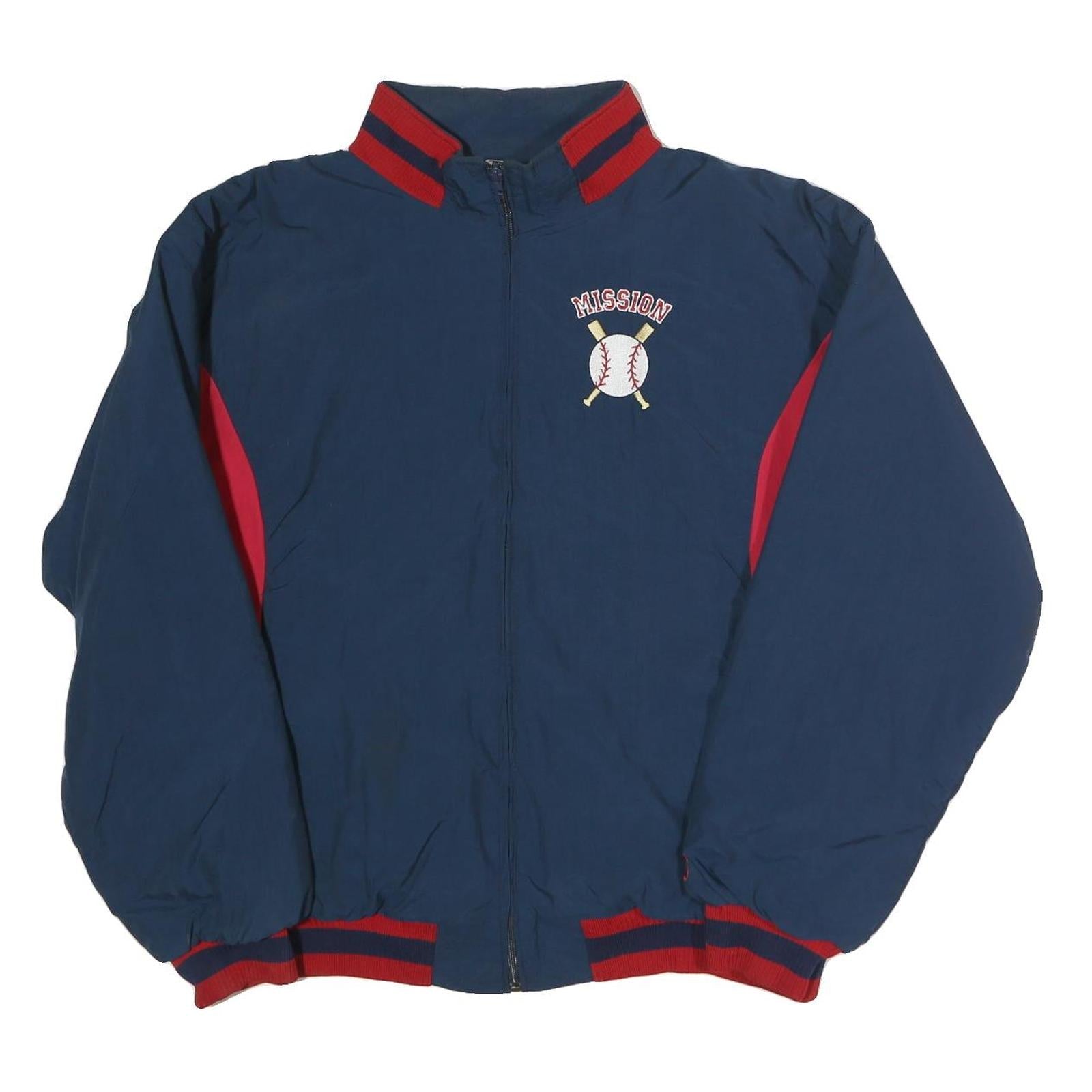 TAG Mens Navy & Red Baseball Embroidered Zip Jacket L Polyester Casual Refurbished - N/A refurbished available on Cerqular