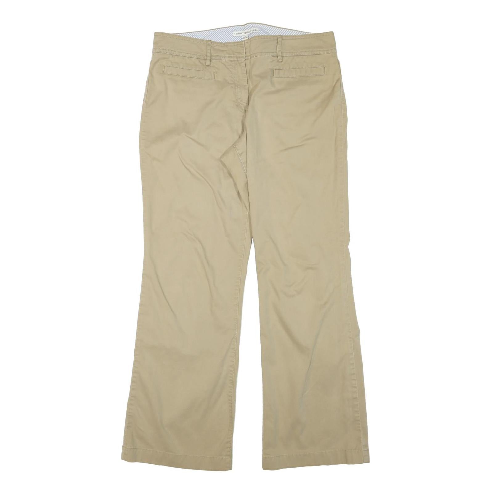 TOMMY HILFIGER Womens Cotton Blend Beige Relaxed Straight Trousers W35 L31 Refurbished - N/A refurbished available on Cerqular