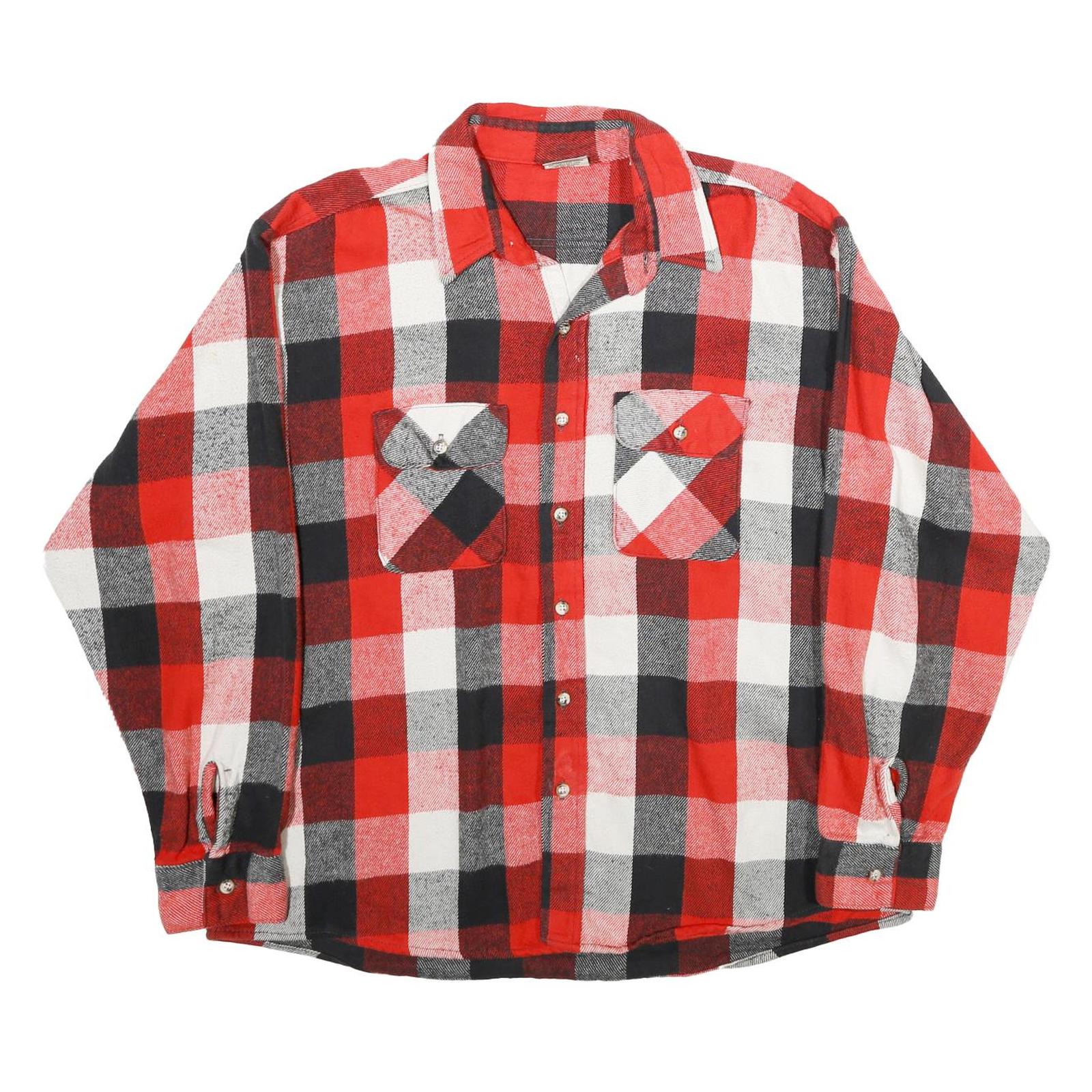 FIVE BROTHERS Mens Red Black White Check Shirt 2XL Button Long Sleeve Flannel Refurbished - N/A refurbished available on Cerqular