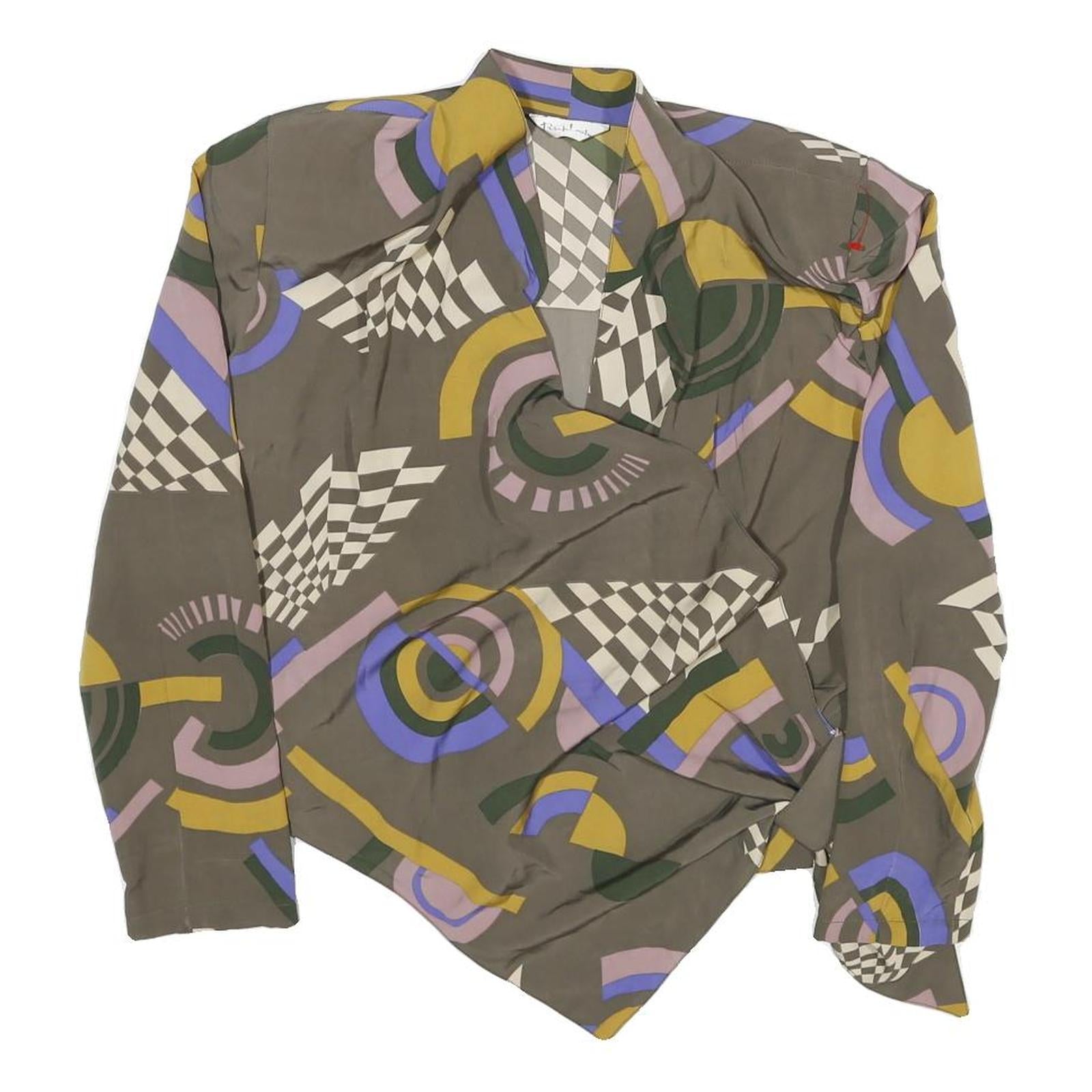 RICH LADY Womens Grey Green & Purple Printed Shirt Long Sleeve Collared S Refurbished - N/A refurbished available on Cerqular