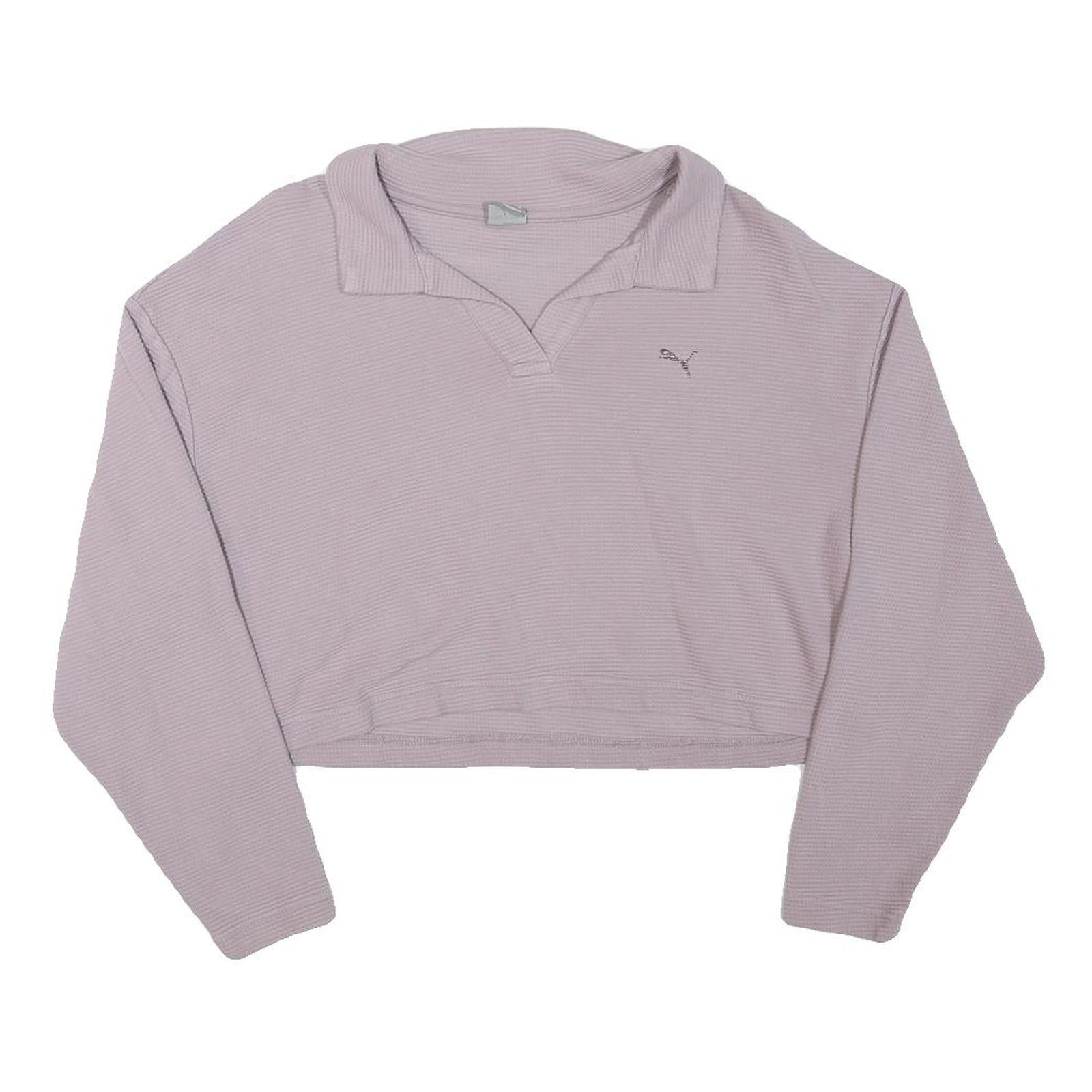 PUMA Womens Lilac Plain Cotton Pullover Crew Neck Jumper M Casual Cropped Refurbished - N/A refurbished available on Cerqular