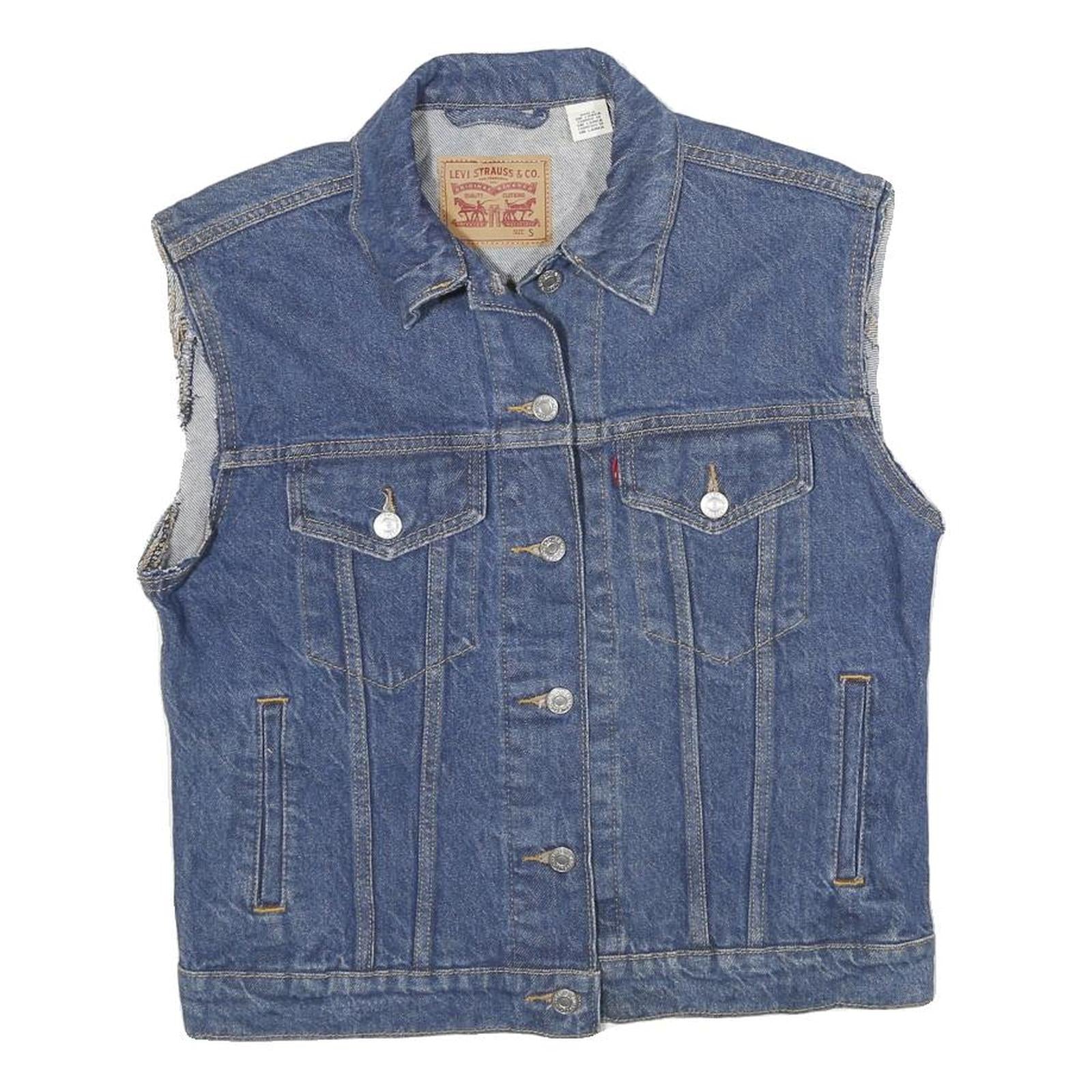 LEVI'S Womens Blue Denim Sleeveless Button Cotton Jacket S Pockets Classic Refurbished - N/A refurbished available on Cerqular