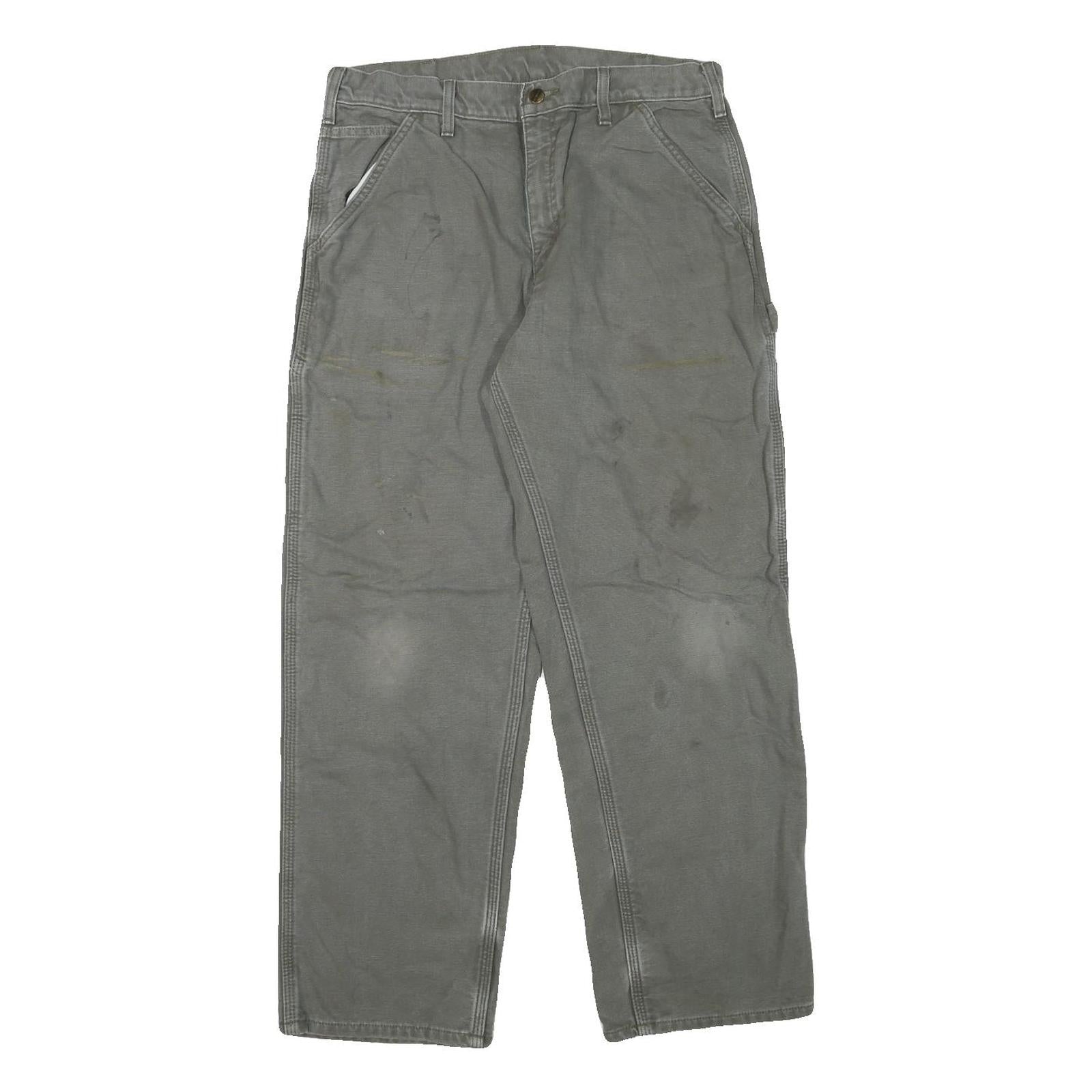 CARHARTT Mens Grey Relaxed Straight Lined Trousers W32 L29 Workwear Cotton Refurbished - N/A refurbished available on Cerqular