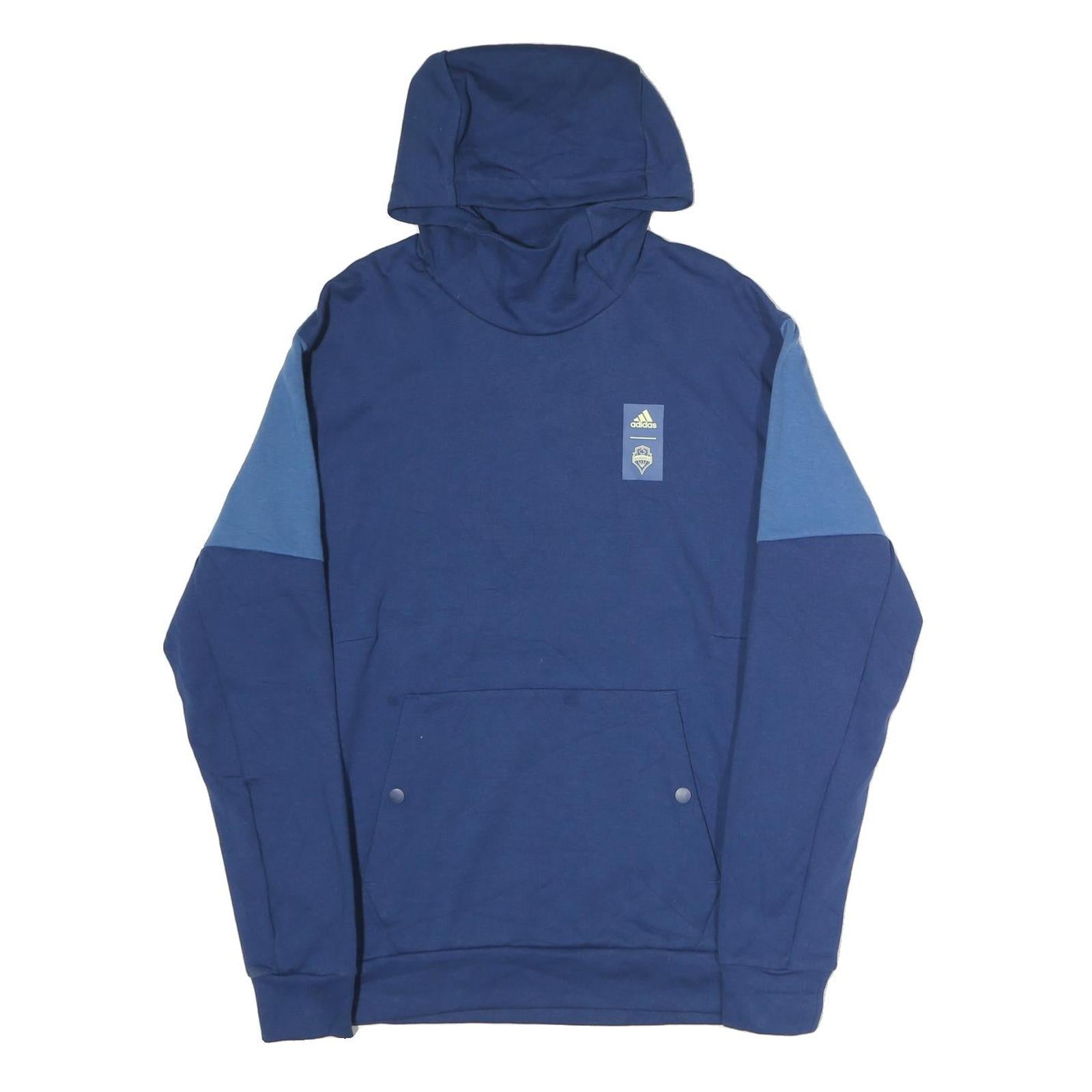 ADIDAS Mens Blue & Light Blue Hoodie M Cotton Casual ¼ Zip Pullover Refurbished - N/A refurbished available on Cerqular