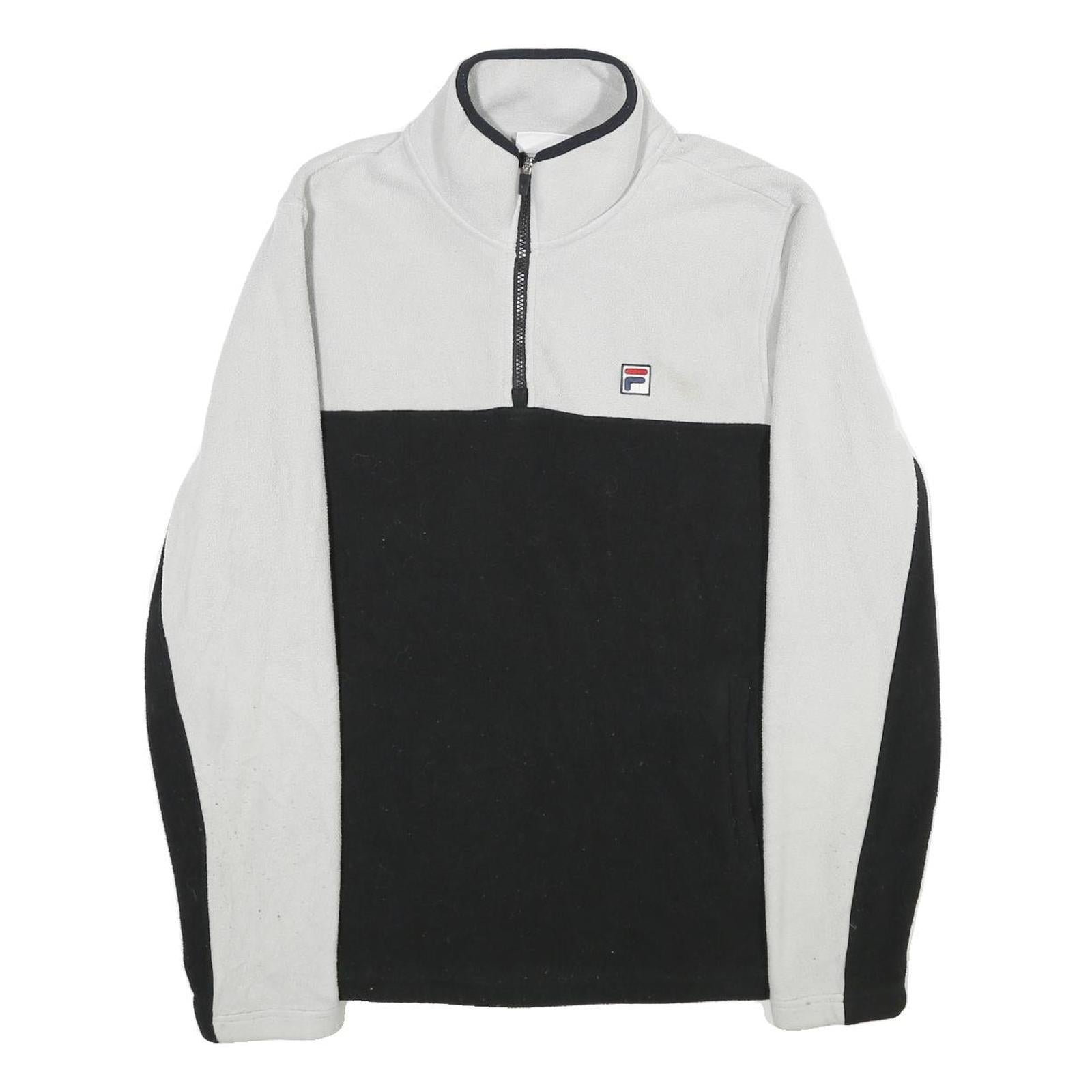 FILA Mens White & Black Colourblock Plain Crew Neck Basic Knit M Polyester Refurbished - N/A refurbished available on Cerqular