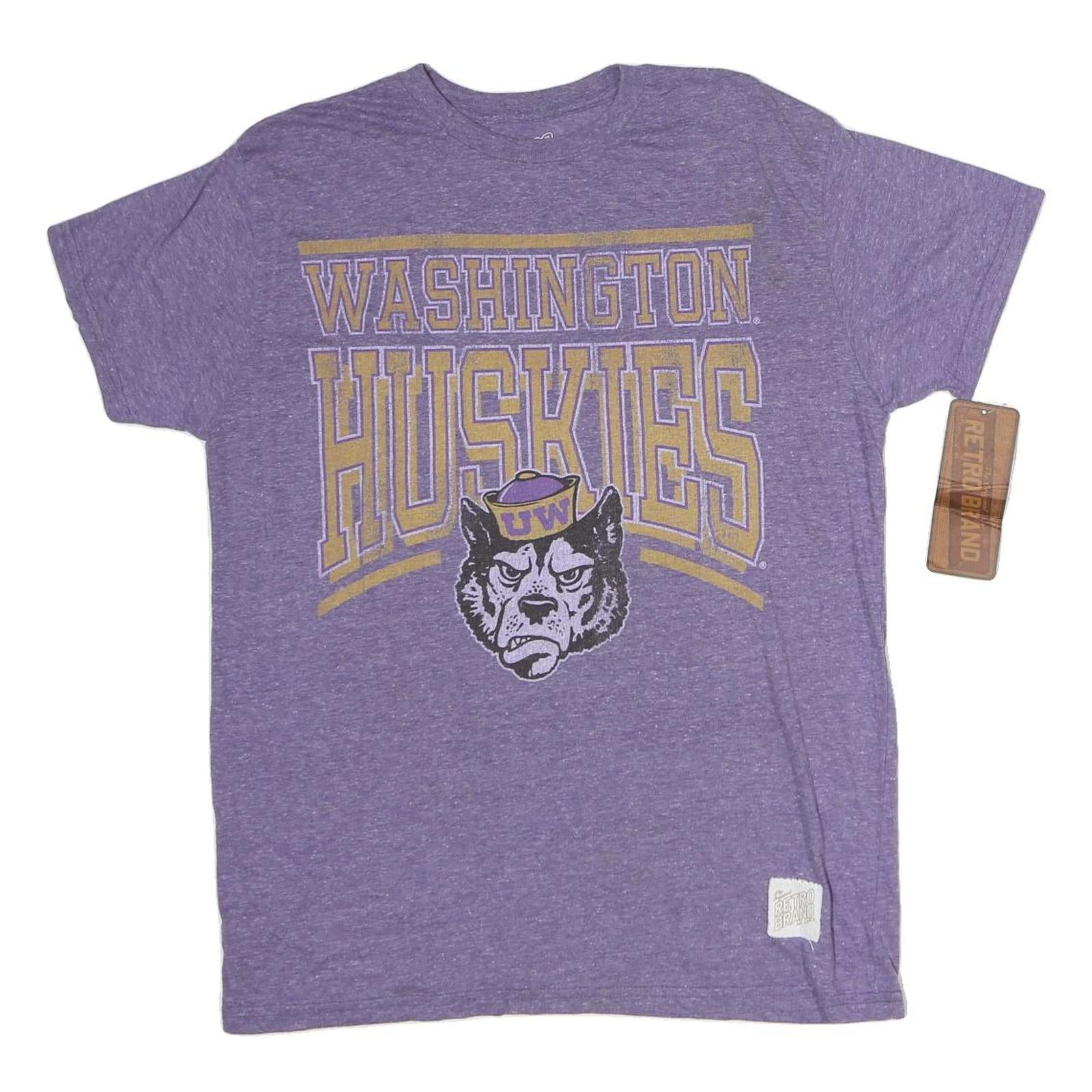 RETROBAND Mens Purple Washington Huskies Graphic T-Shirt M Short Sleeve Crew Refurbished - N/A refurbished available on Cerqular