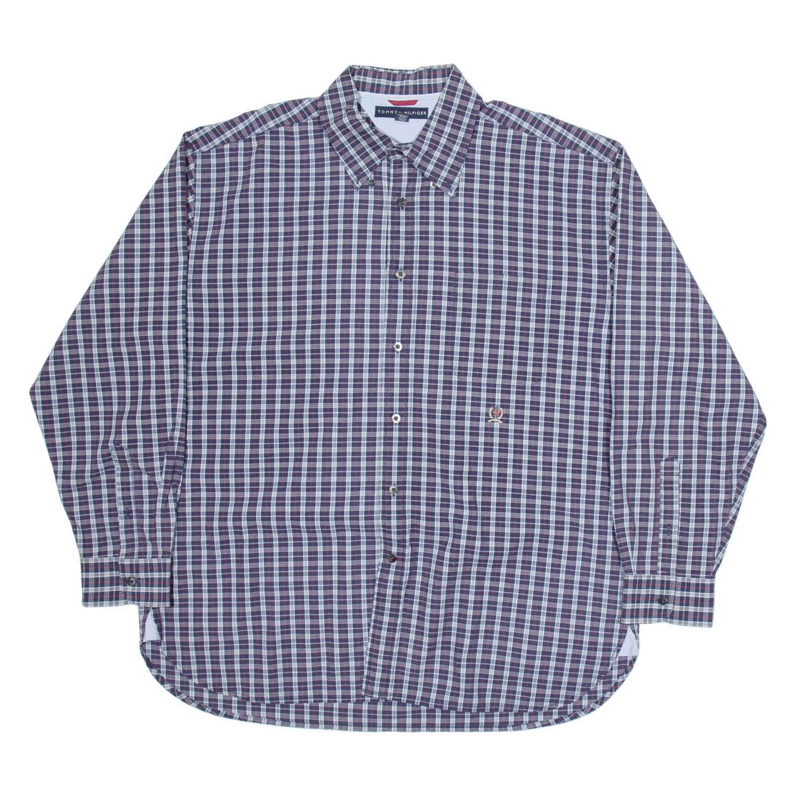 TOMMY HILFIGER Mens Shirt Blue Check Long Sleeve XL Refurbished - N/A refurbished available on Cerqular