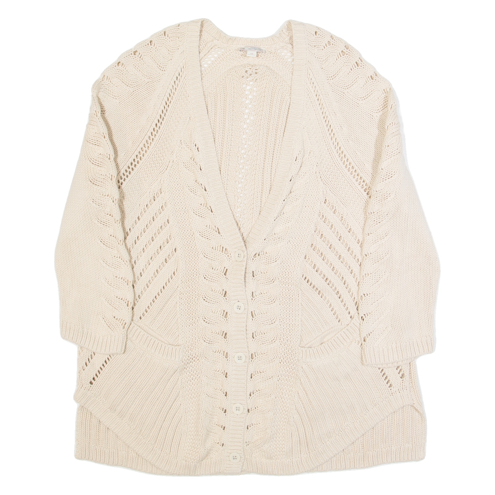 GAP Womens Cardigan Beige Chunky Knit L Refurbished - N/A refurbished available on Cerqular