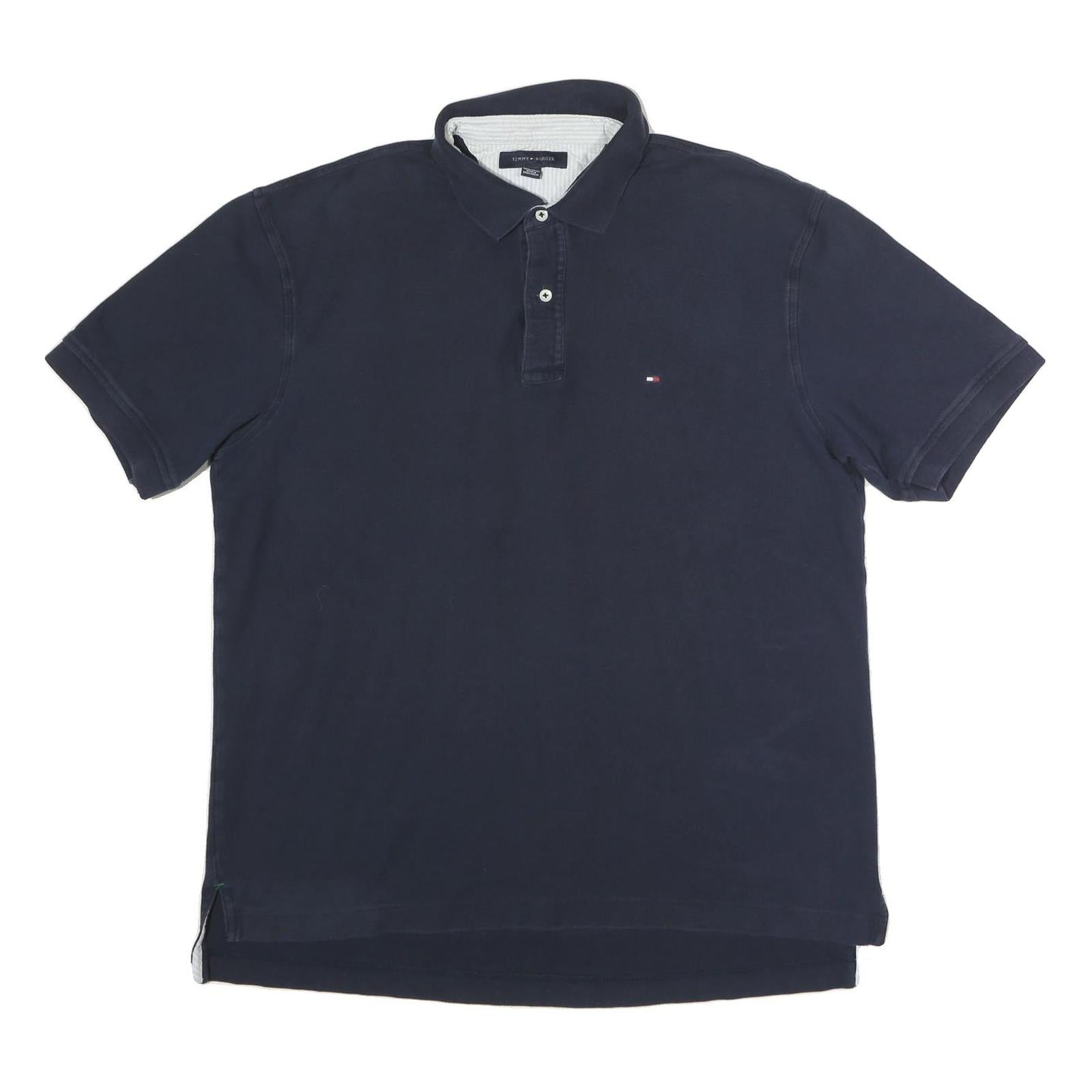 TOMMY HILFIGER Mens Navy Blue Short Sleeve Plain Cotton Polo Shirt XL Refurbished - N/A refurbished available on Cerqular