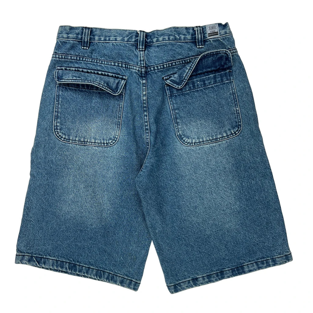 Reserve Denim Shorts - 34W 11L Blue Cotton Refurbished - Thrifted (note: this is a term often used to describe second- refurbished available on Cerqular