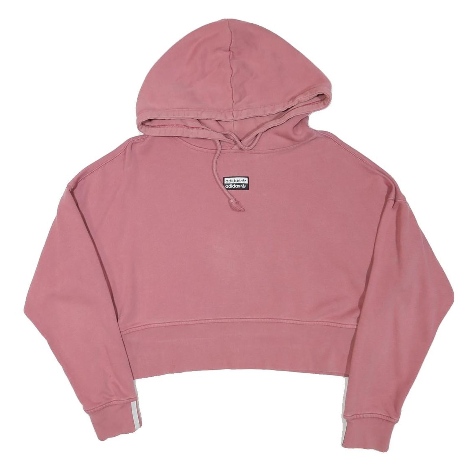ADIDAS Womens Pink Cotton Blend Cropped Hoodie UK 14 Casual Sportswear Refurbished - N/A refurbished available on Cerqular