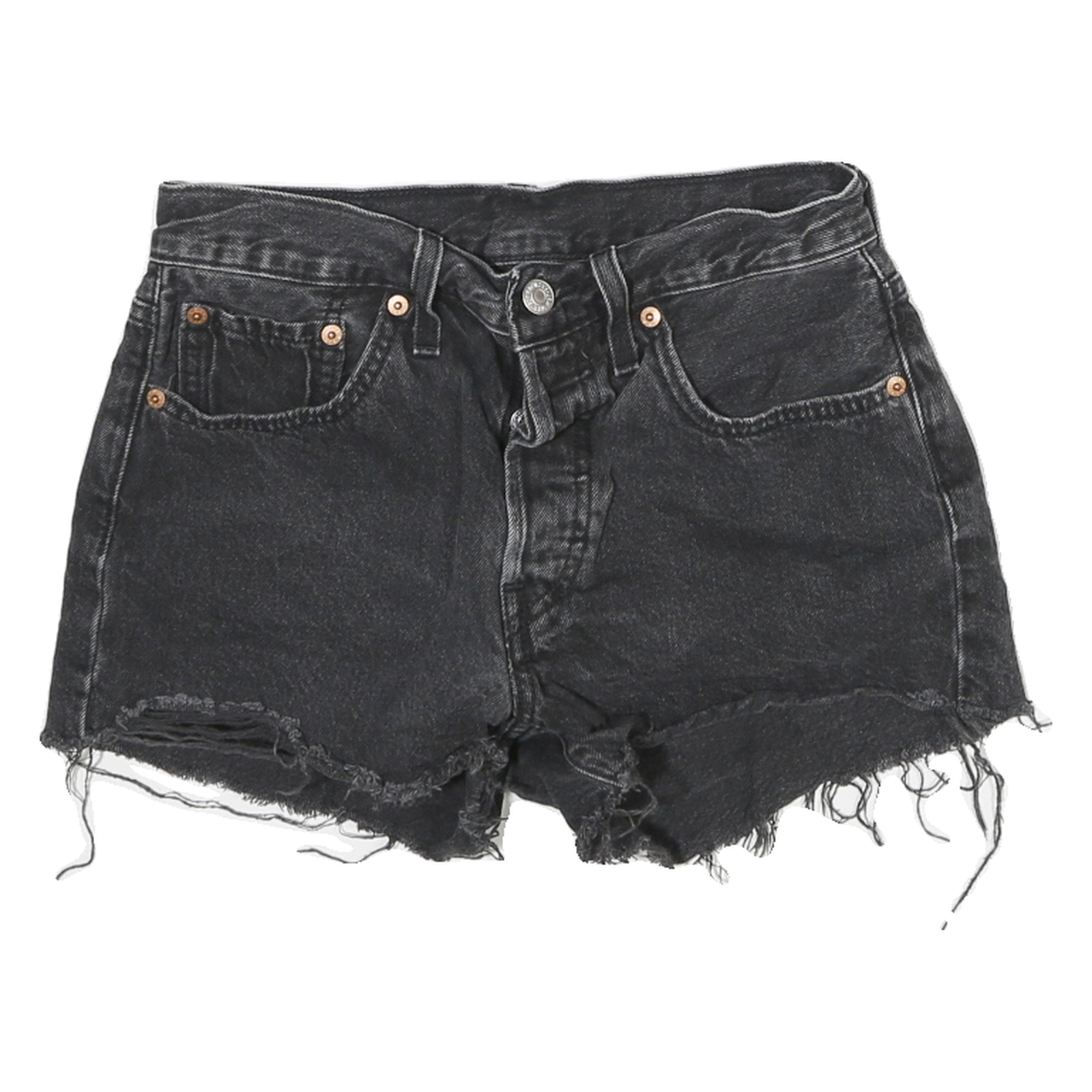LEVI'S Womens Shorts Black Denim Cut-Off XS W24 Frayed Hem Casual Refurbished - N/A refurbished available on Cerqular