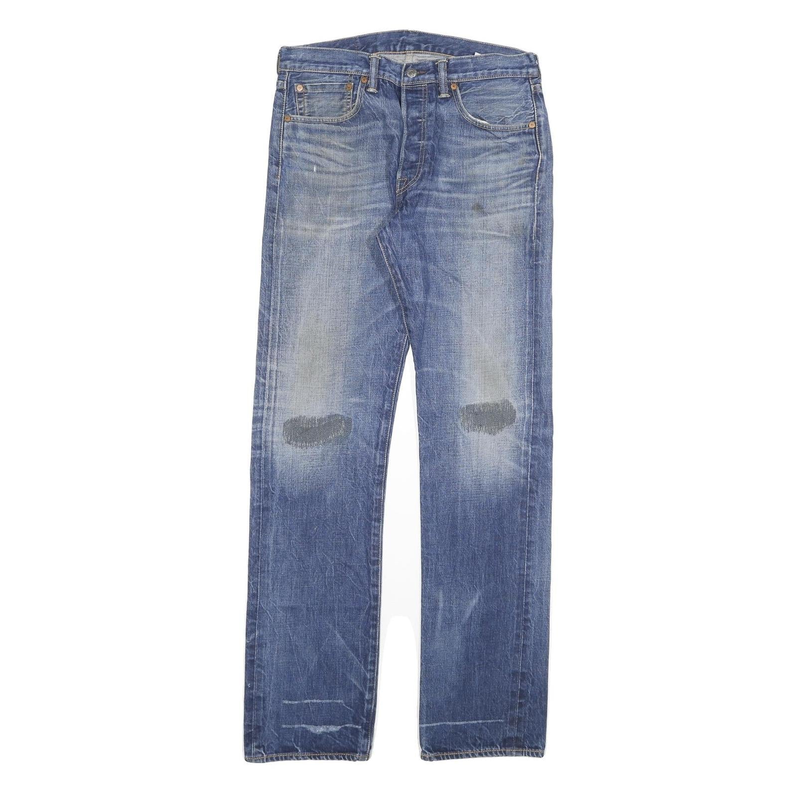 LEVI'S 501 Mens Jeans Blue Regular Straight Denim Medium W32 L34 Classic Button Refurbished - N/A refurbished available on Cerqular