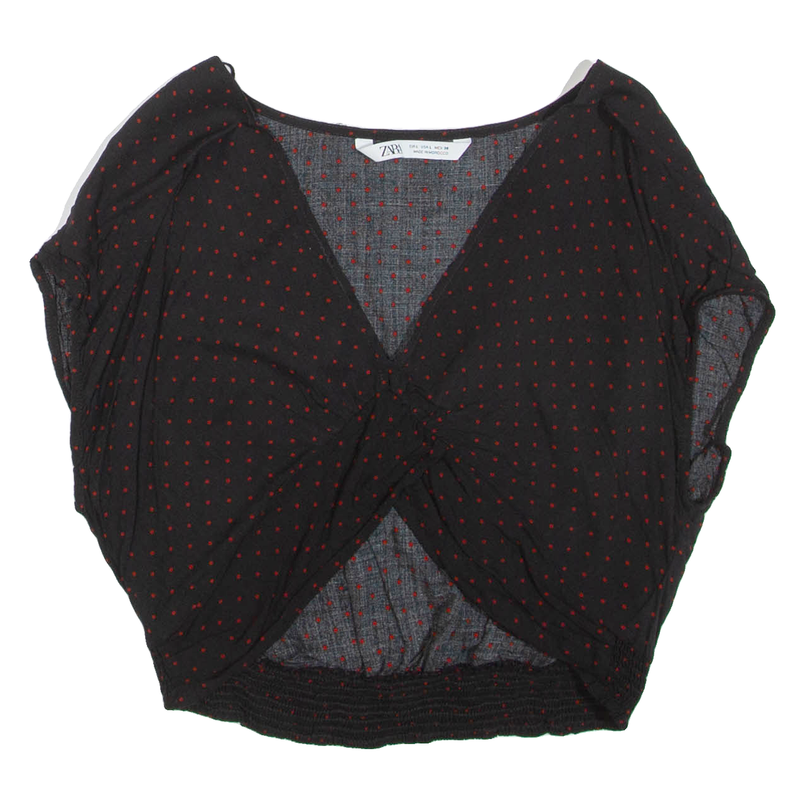 ZARA Womens Cropped Top Black V-Neck Spotted L Refurbished - N/A refurbished available on Cerqular