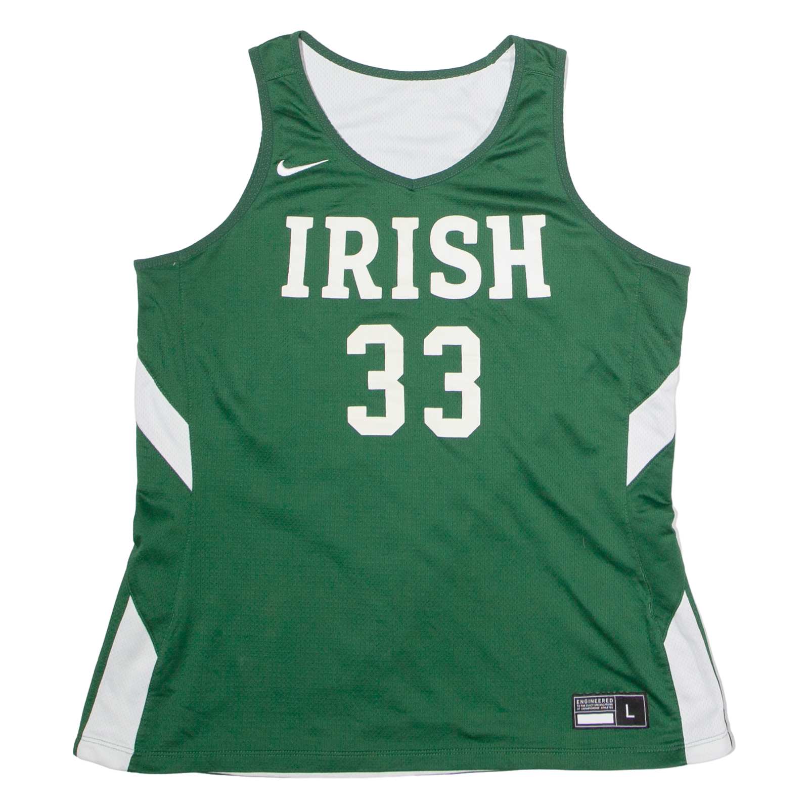 NIKE Notre Dame Alternate #33 Womens Jersey Green Sleeveless USA V-Neck L Refurbished - N/A refurbished available on Cerqular