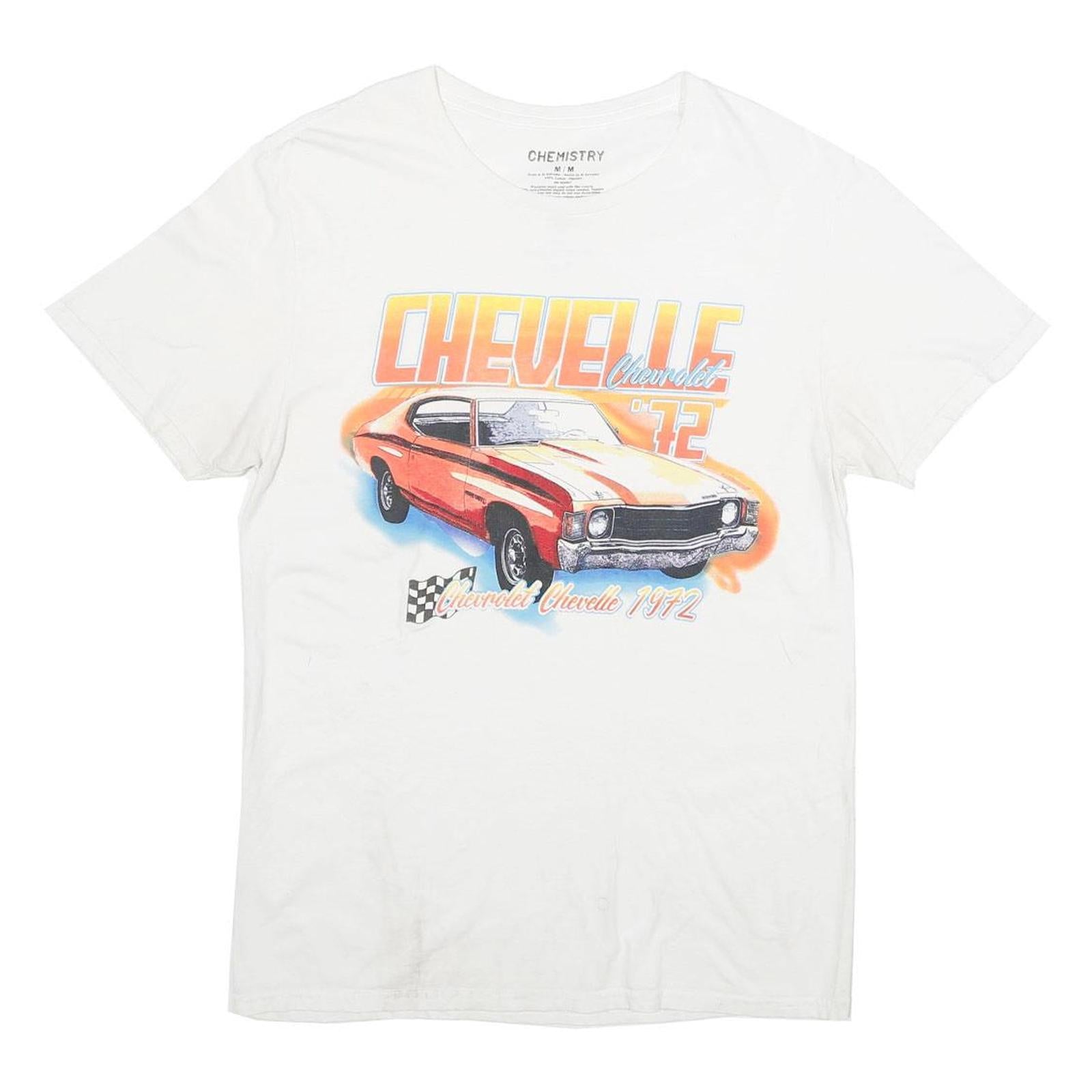 CHEMISTRY Mens White Chevrolet Chevelle 72 Graphic T-Shirt M Short Sleeve Crew Refurbished - N/A refurbished available on Cerqular