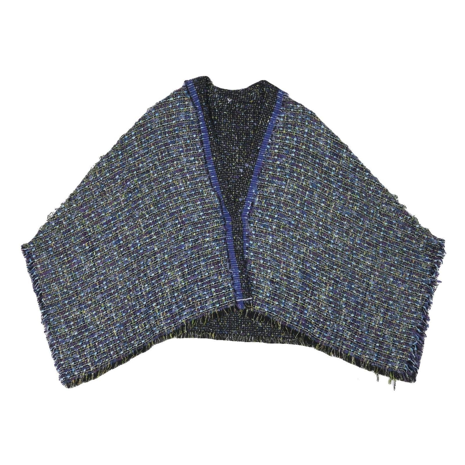 Womens Blue Colourblock Button Jacket L Polyester Blend Tweed Cropped Chic Refurbished - N/A refurbished available on Cerqular