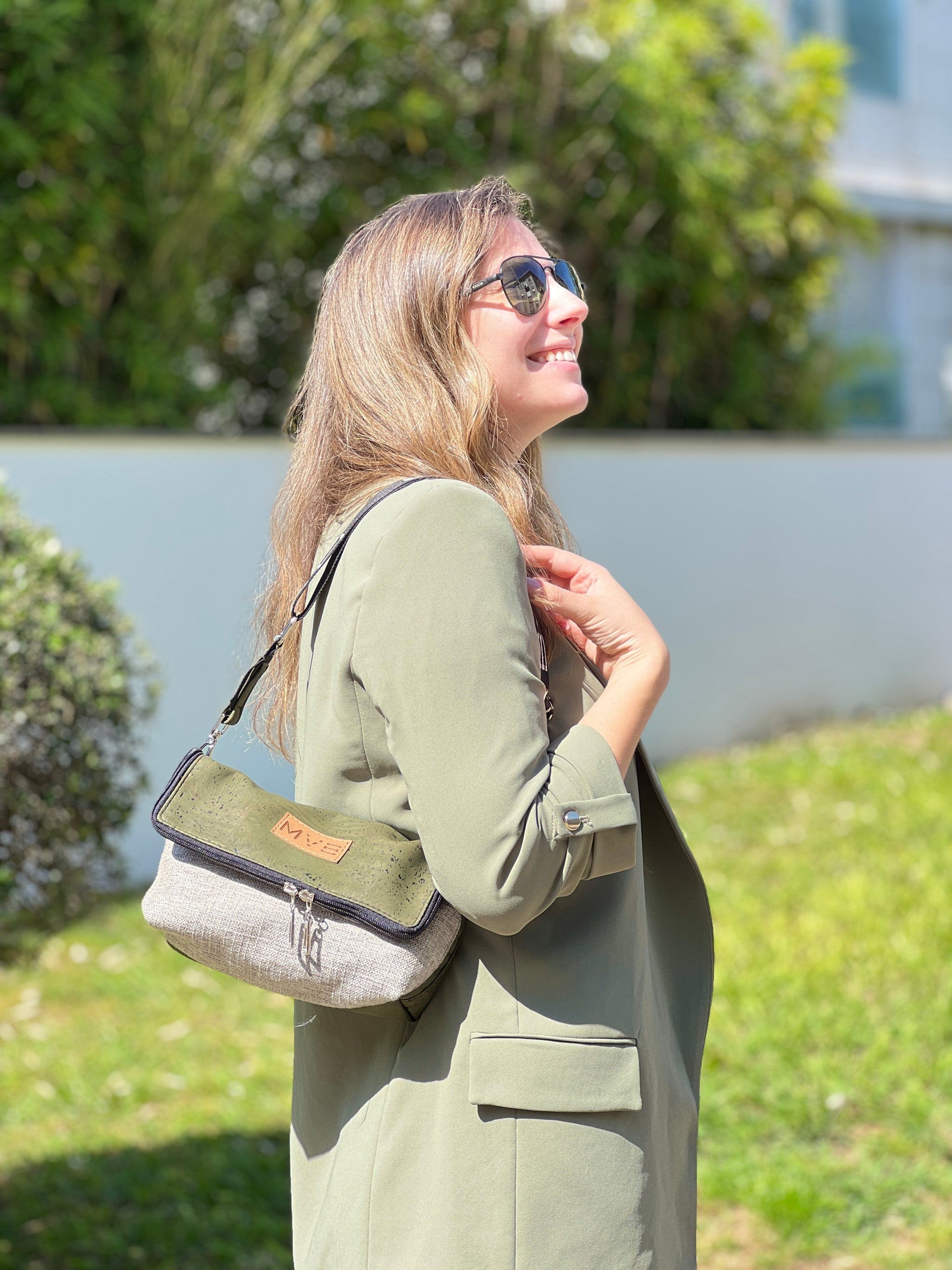 Double-Sided Crossbody Flop Bag soft earth Refurbished - My Vegan Bags refurbished available on Cerqular