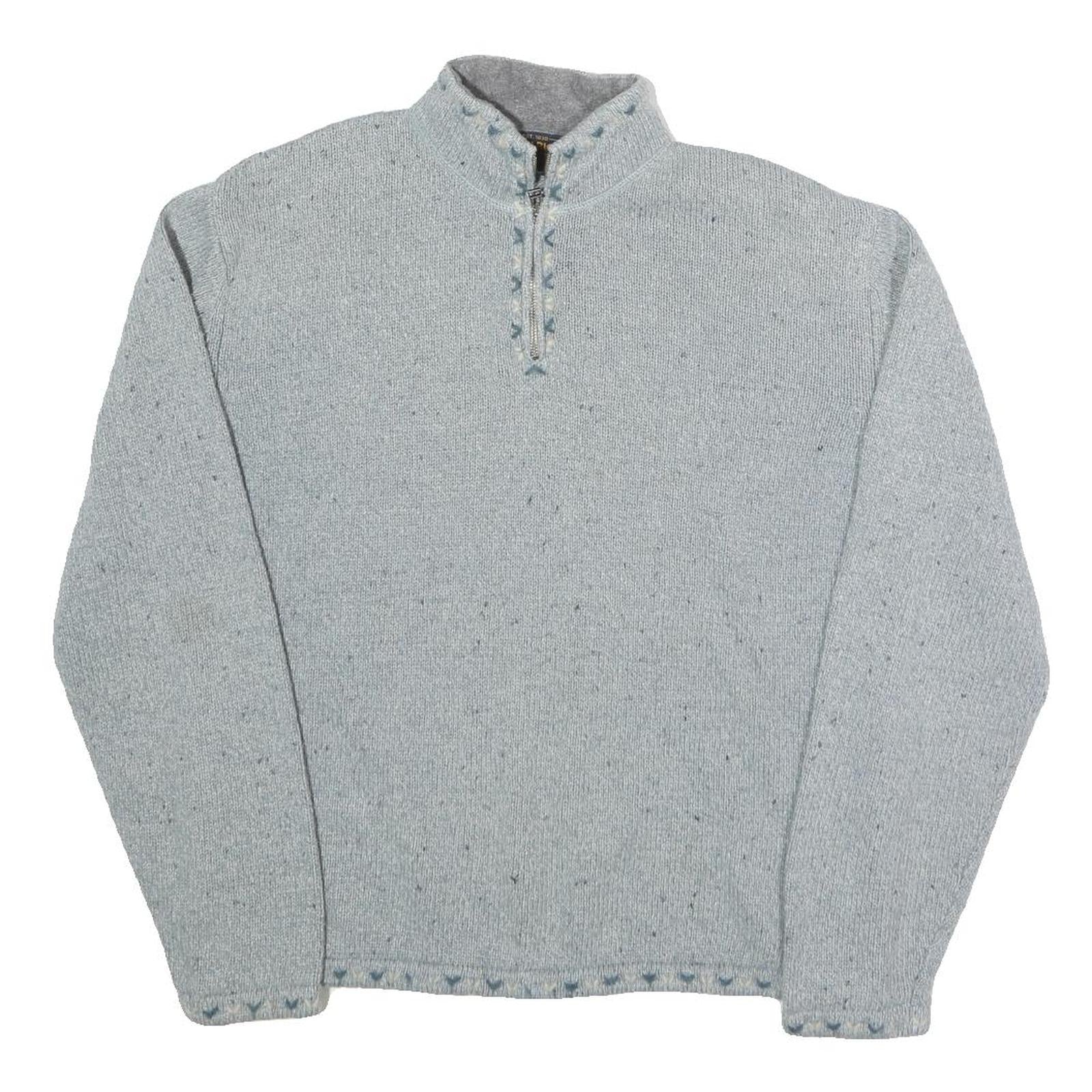 WOOLRICH Womens Grey Wool Blend Plain Jumper Half Zip Basic Knit L Casual Refurbished - N/A refurbished available on Cerqular