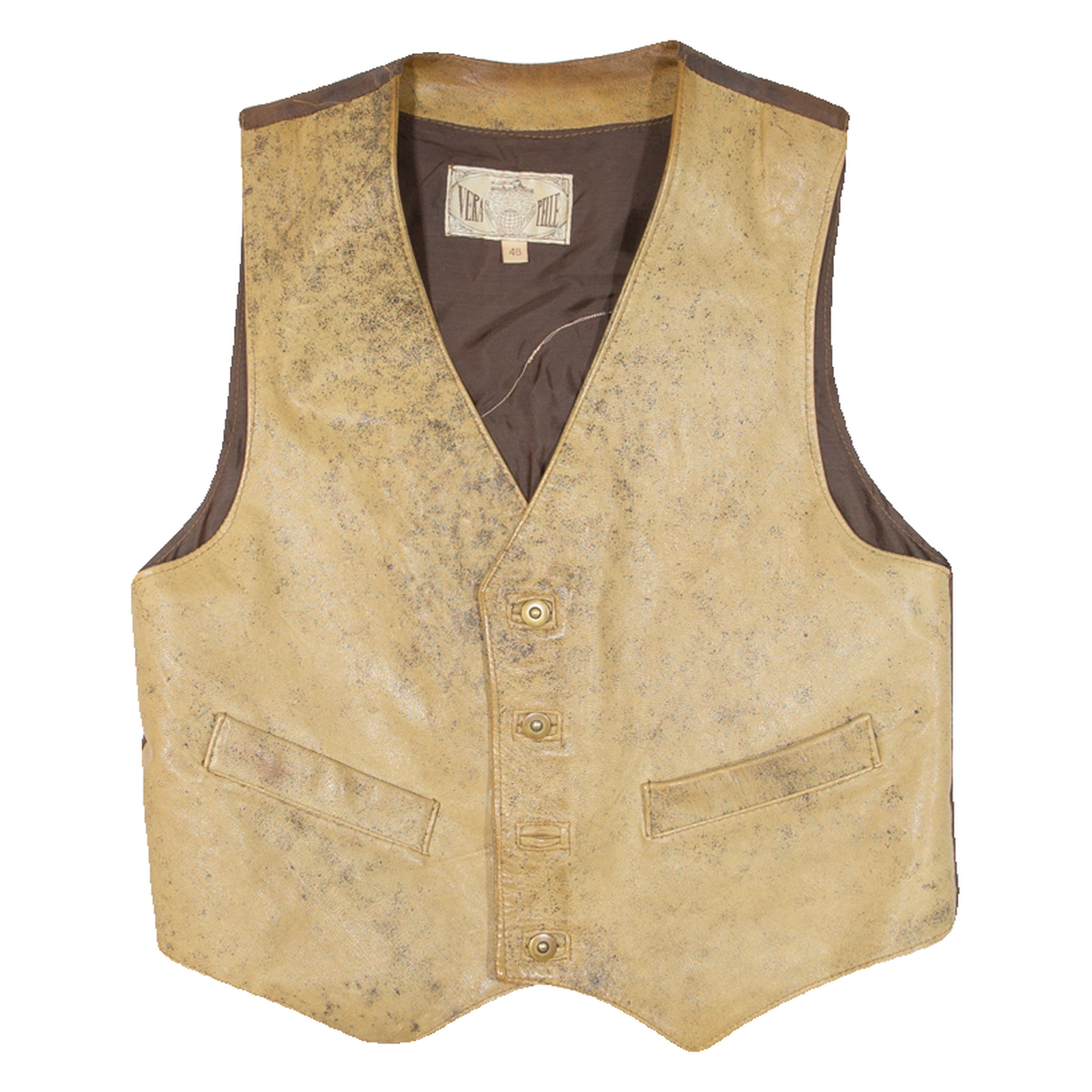 VERA PELLE Mens Biker Waistcoat Brown Faux Leather L Refurbished - N/A refurbished available on Cerqular