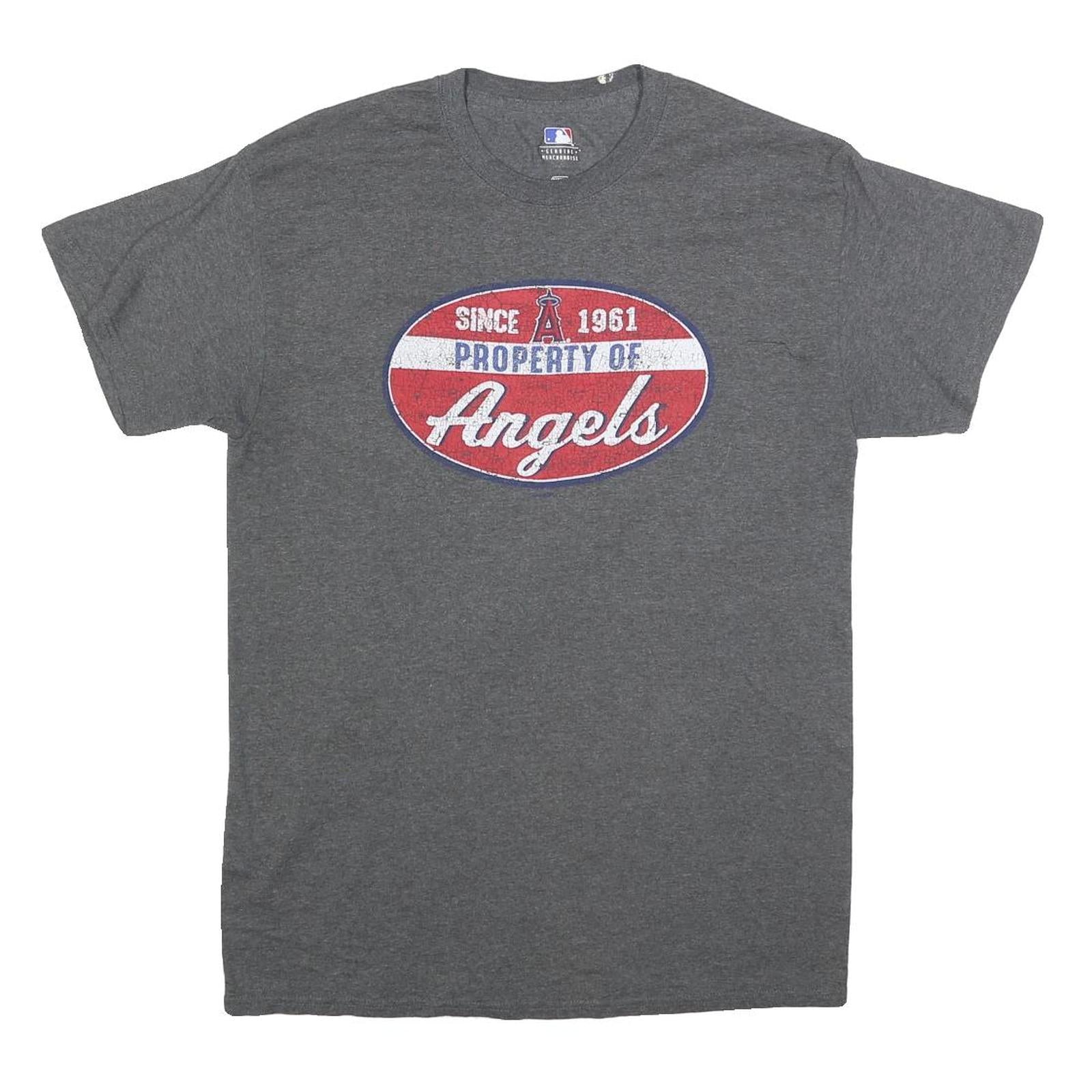 MLB Mens Grey Property Of Angels Graphic T-Shirt M Short Sleeve Crew Neck Refurbished - N/A refurbished available on Cerqular