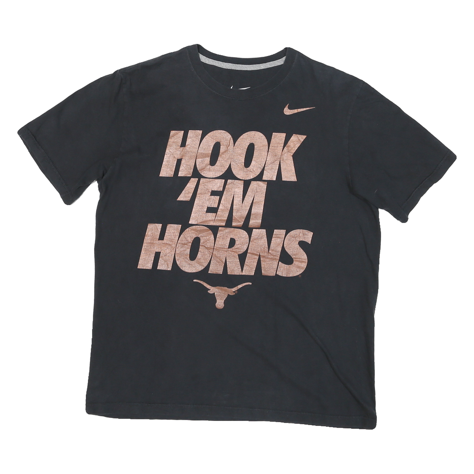 NIKE Mens Black Hook 'Em Horns Graphic T-Shirt M Short Sleeve Crew Neck Sports Refurbished - N/A refurbished available on Cerqular