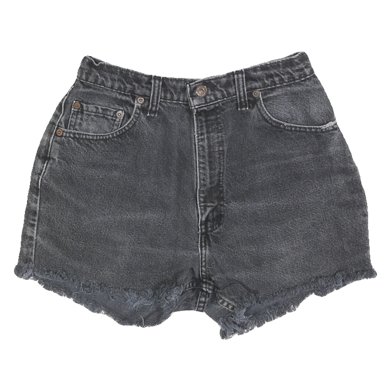 LEVI'S Womens Black Denim Floral Patch Shorts XS W26 Distressed Hem Cropped Refurbished - N/A refurbished available on Cerqular
