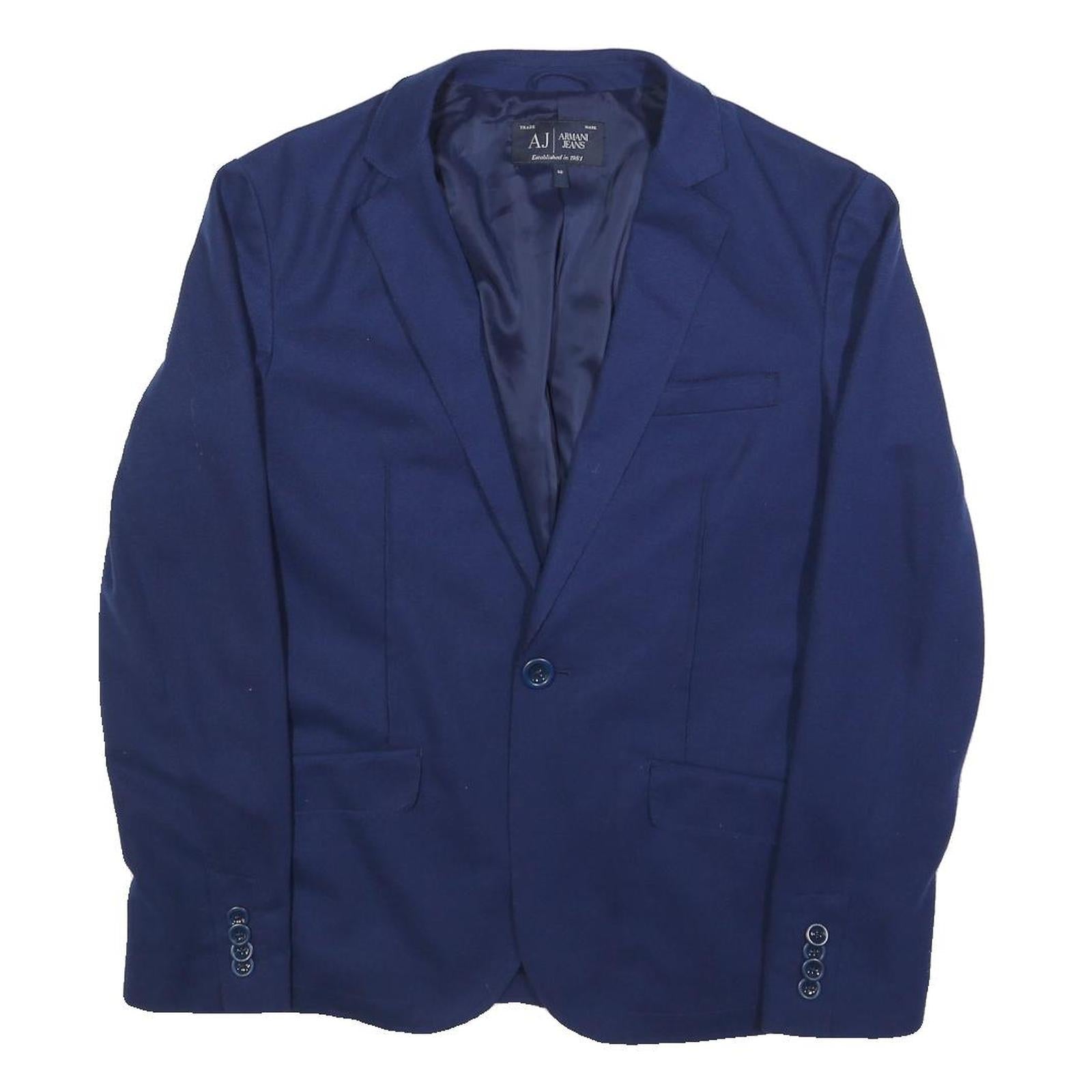 ARMANI JEANS Mens Blue Single Breasted Jacket M Polyester Classic Tailored Refurbished - N/A refurbished available on Cerqular