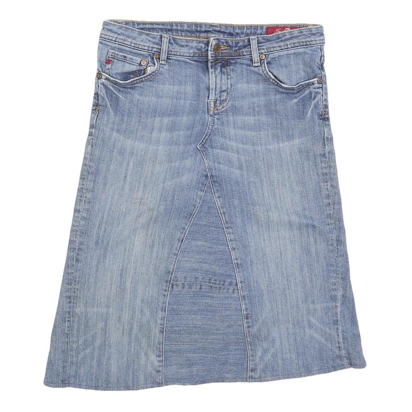 7 FOR ALL MANKIND Womens Blue Denim Denim Midi Skirt M Casual Stylish Cotton Refurbished - N/A refurbished available on Cerqular