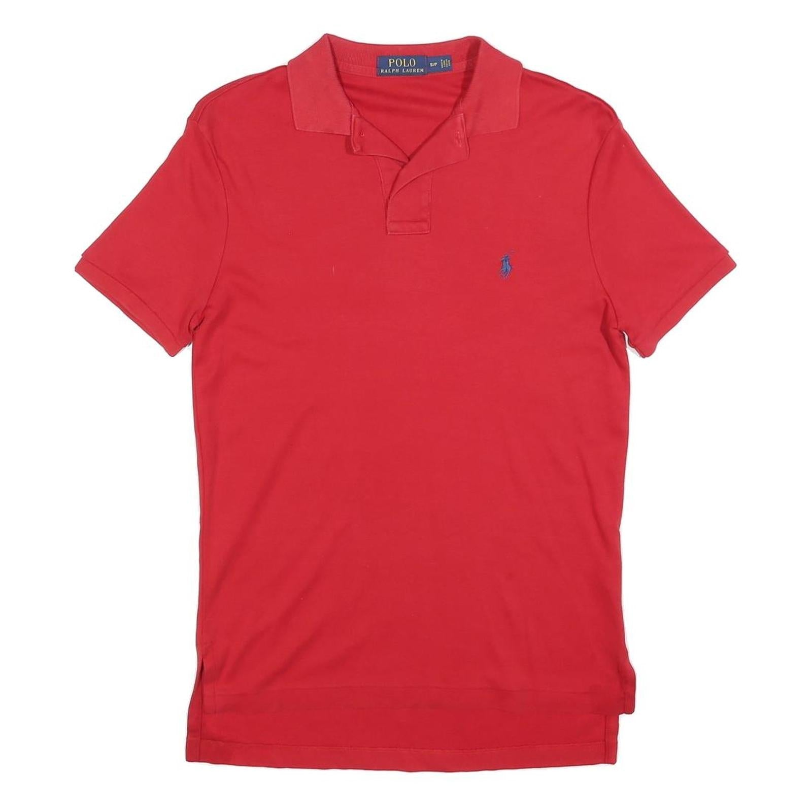 POLO RALPH LAUREN Mens Red Short Sleeve Plain S Classic Cotton Blend Polo Shirt Refurbished - N/A refurbished available on Cerqular