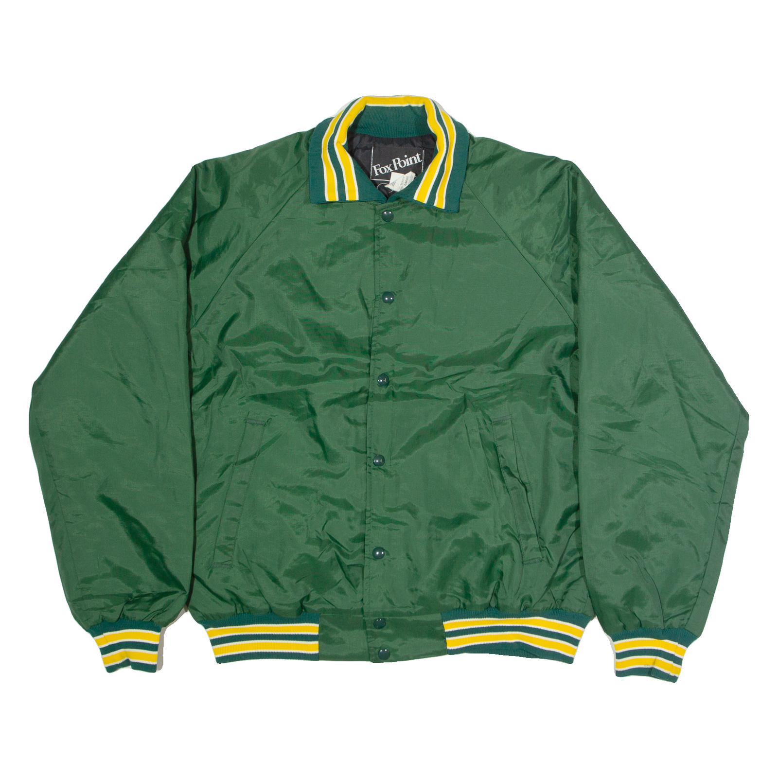 FOX POINT Mens Varsity Jacket Green Nylon USA L Refurbished - N/A refurbished available on Cerqular