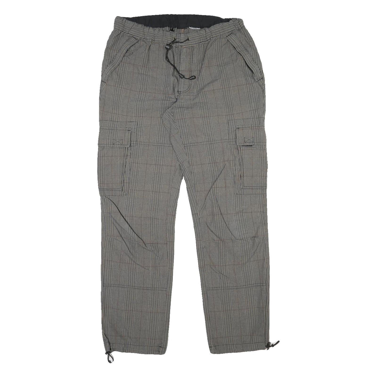 Mens Cotton Blend Grey Checked Regular Fit Straight Leg Trousers W34 L31 Refurbished - N/A refurbished available on Cerqular