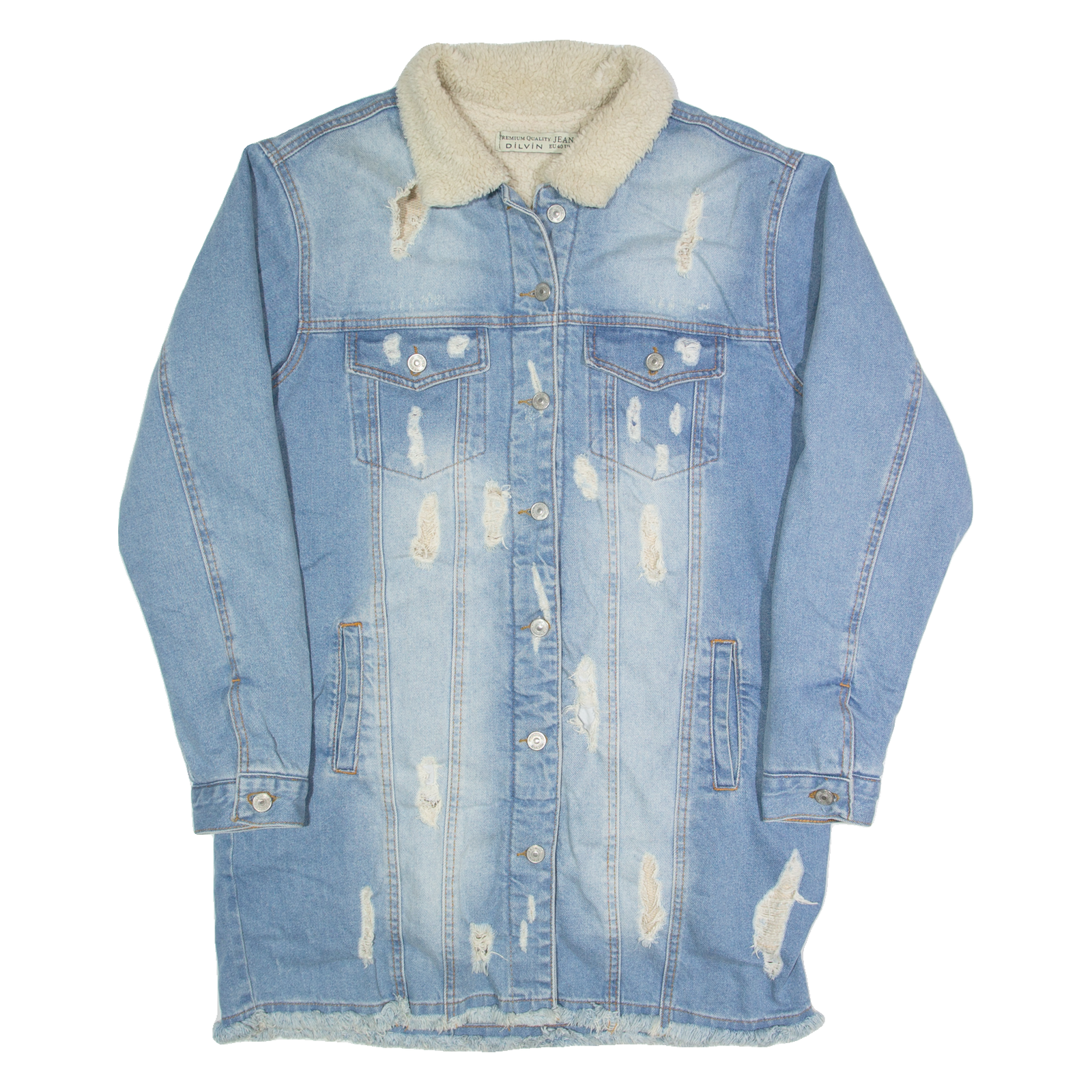 Buy DILVIN Distressed Womens Sherpa Lined Denim Jacket Blue UK 12 Refurbished - $53.29 DILVIN Distressed Womens Sherpa Lined Denim Jacket Blue UK 12 Refurbished - N/A refurbished available on Cerqular
