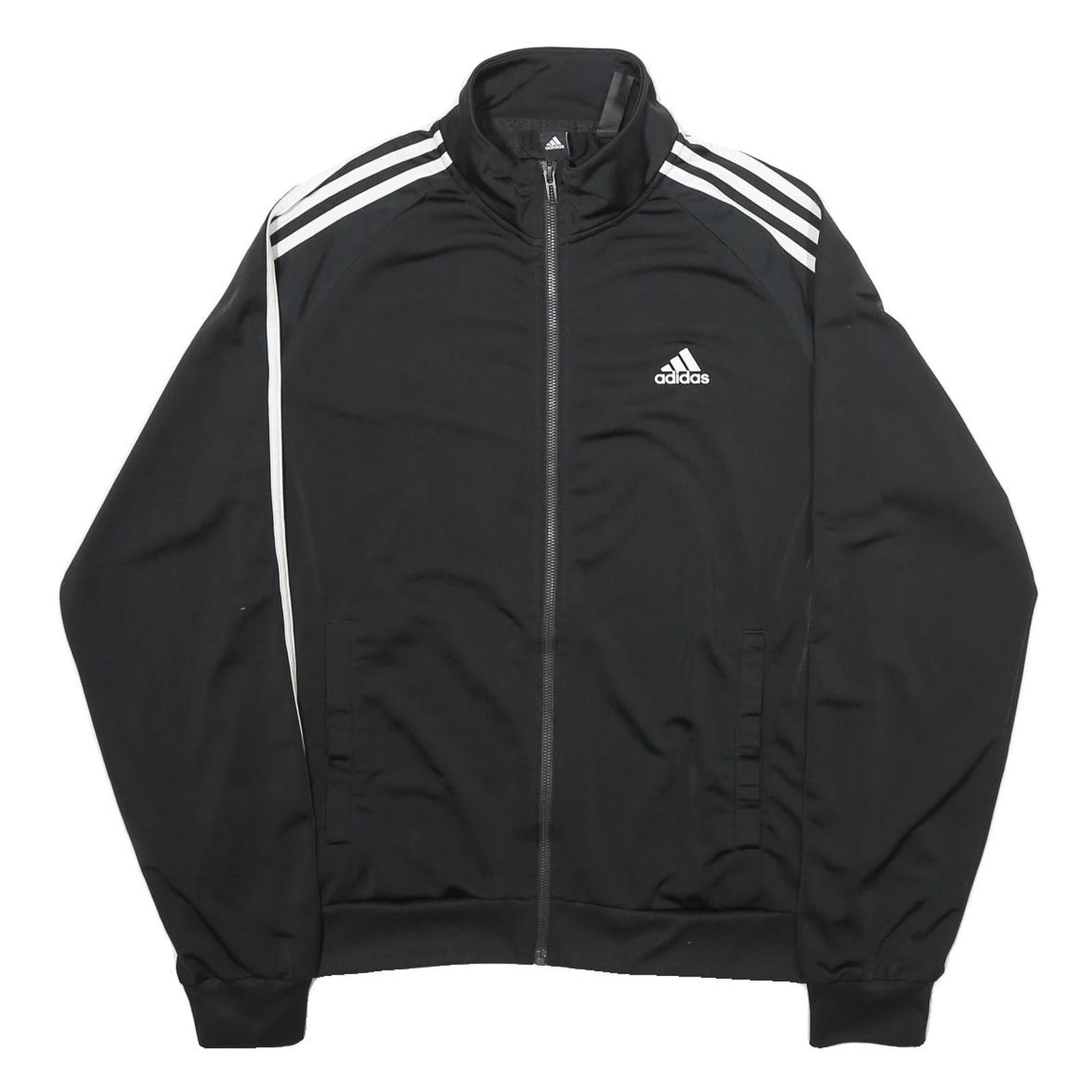 ADIDAS Mens Black & White Track Jacket M Polyester Zip Plain Sport Casual Refurbished - N/A refurbished available on Cerqular