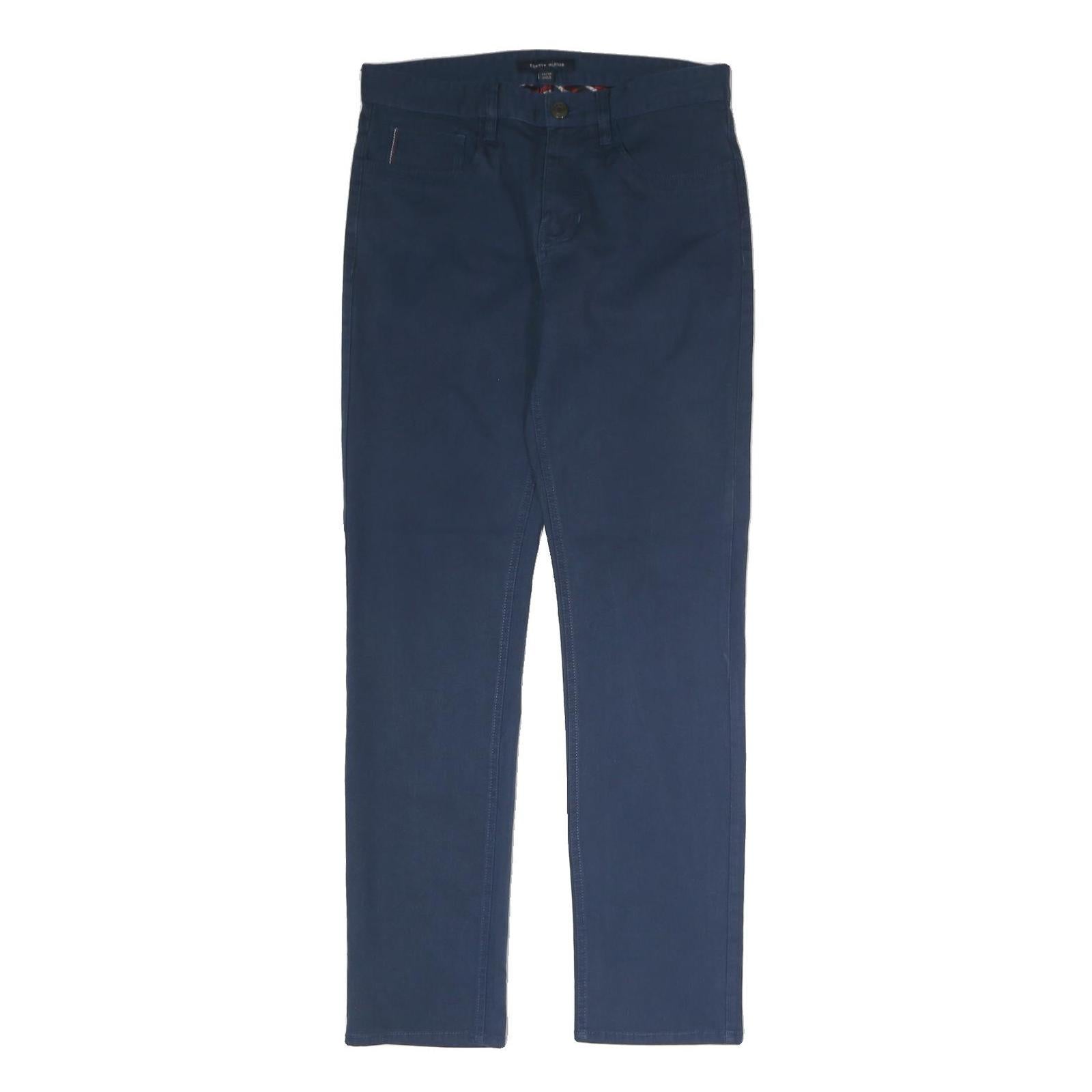 TOMMY HILFIGER Mens Cotton Navy Slim Straight Trousers W29 L30 Casual Zip Refurbished - N/A refurbished available on Cerqular