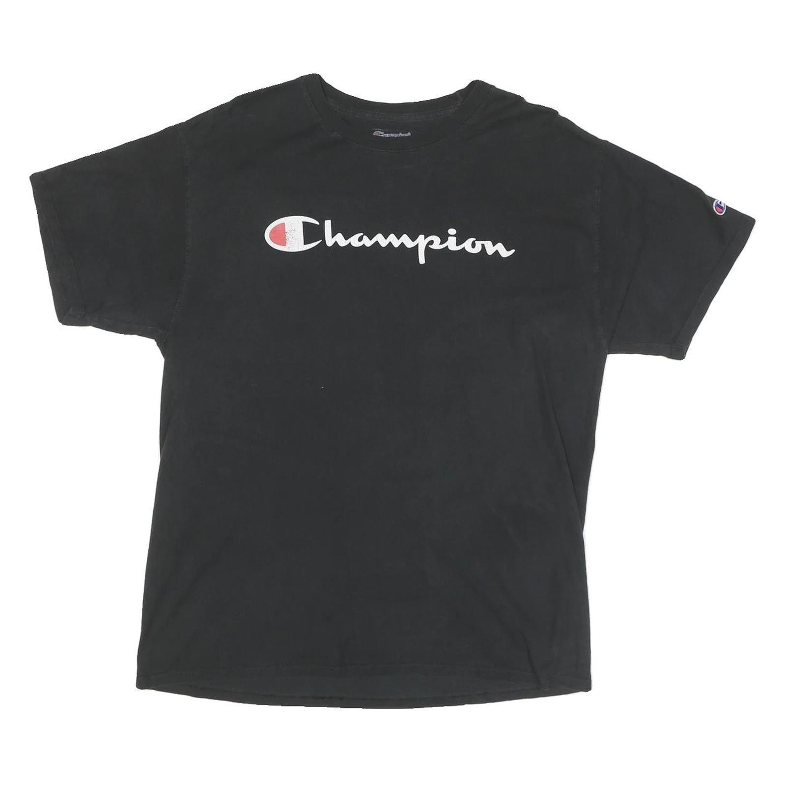 CHAMPION Mens Black L Graphic T-Shirt Short Sleeve Crew Neck Logo Cotton Blend Refurbished - N/A refurbished available on Cerqular