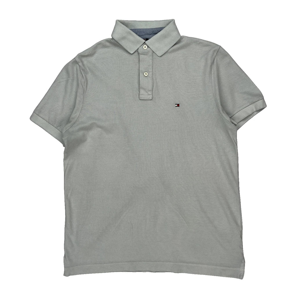 Tommy Hilfiger Polo Shirt - Small Grey Cotton Refurbished - Thrifted (note: this is a term often used to describe second- refurbished available on Cerqular